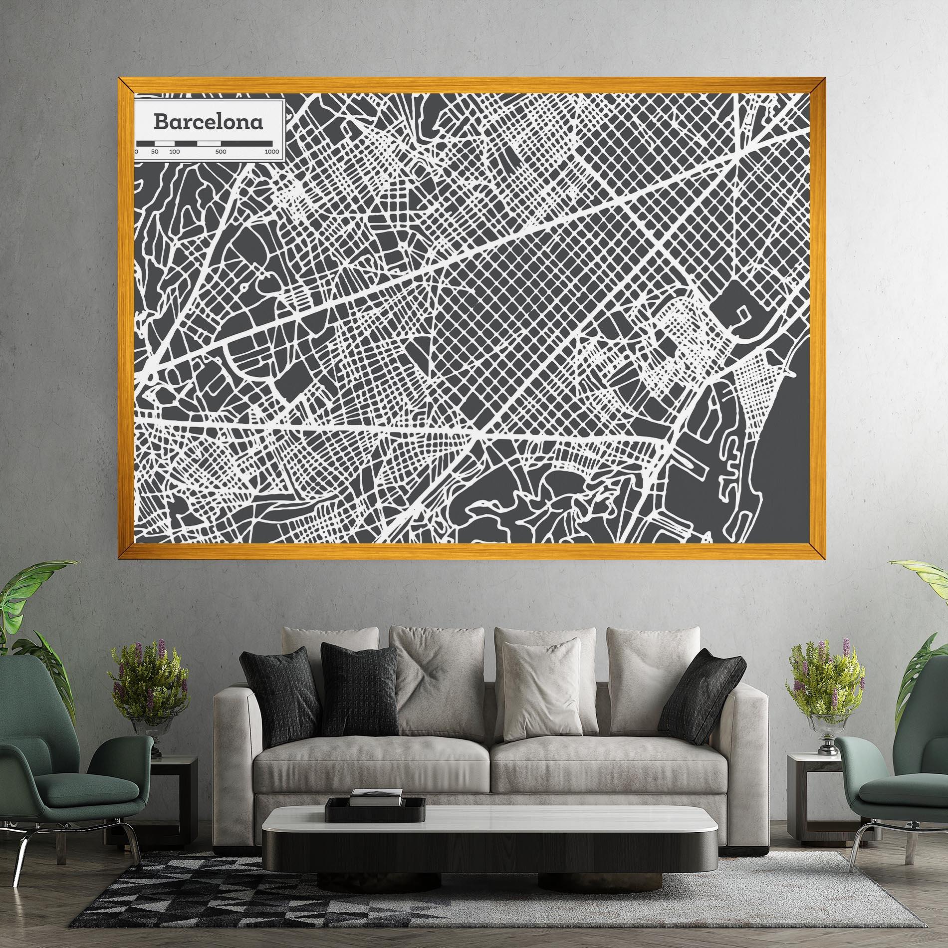 Leinwandbild Barcelona Map mockup 7