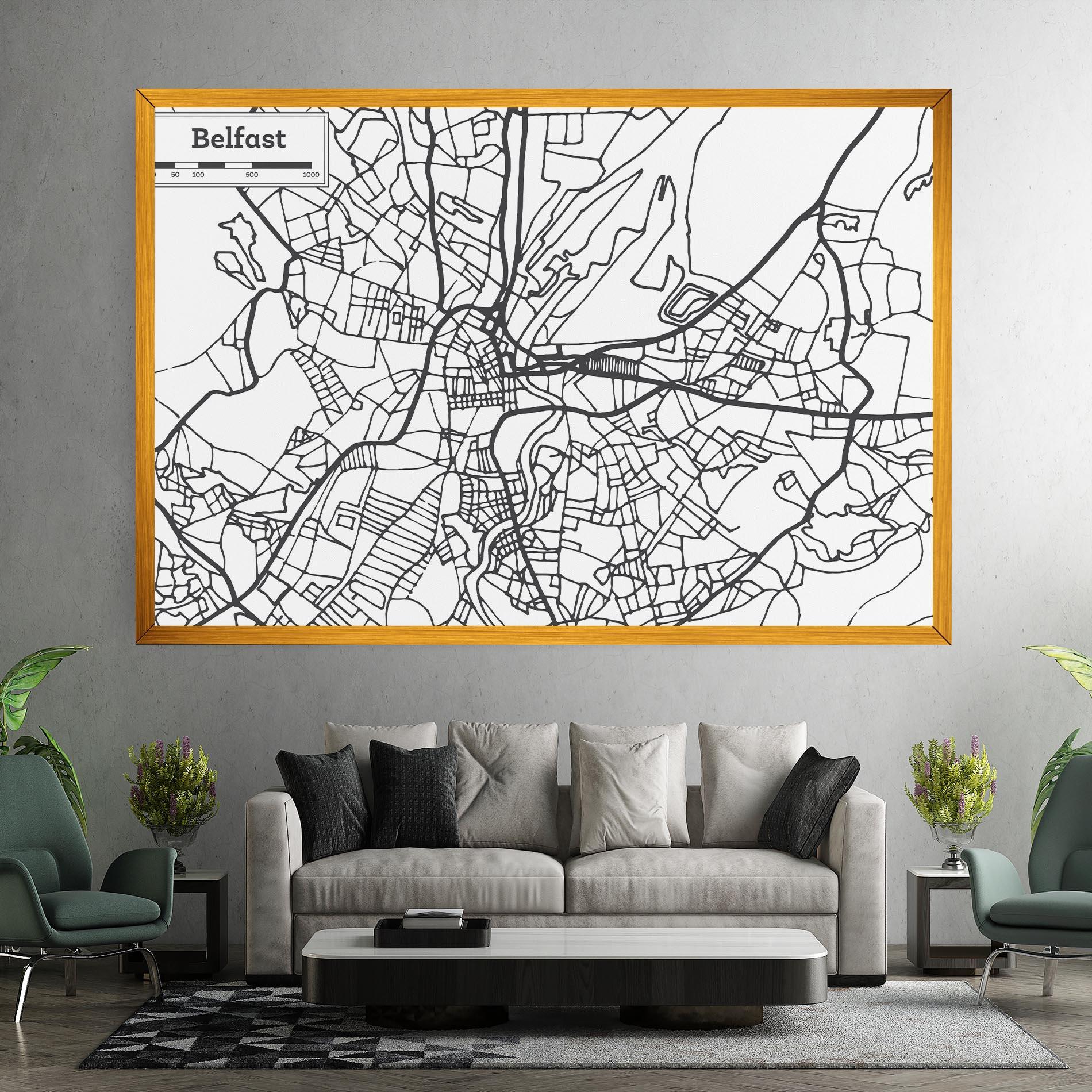 Leinwandbild Belfast Map mockup 7