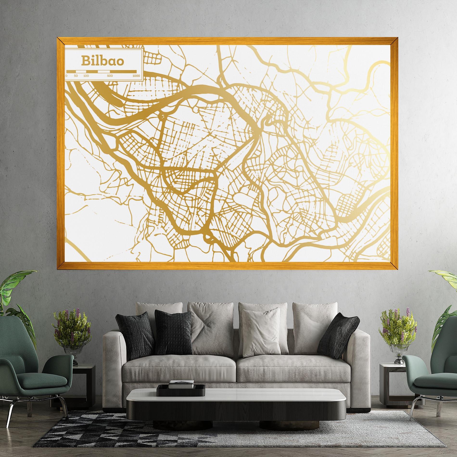 Leinwandbild Bilbao Gold Map mockup 7