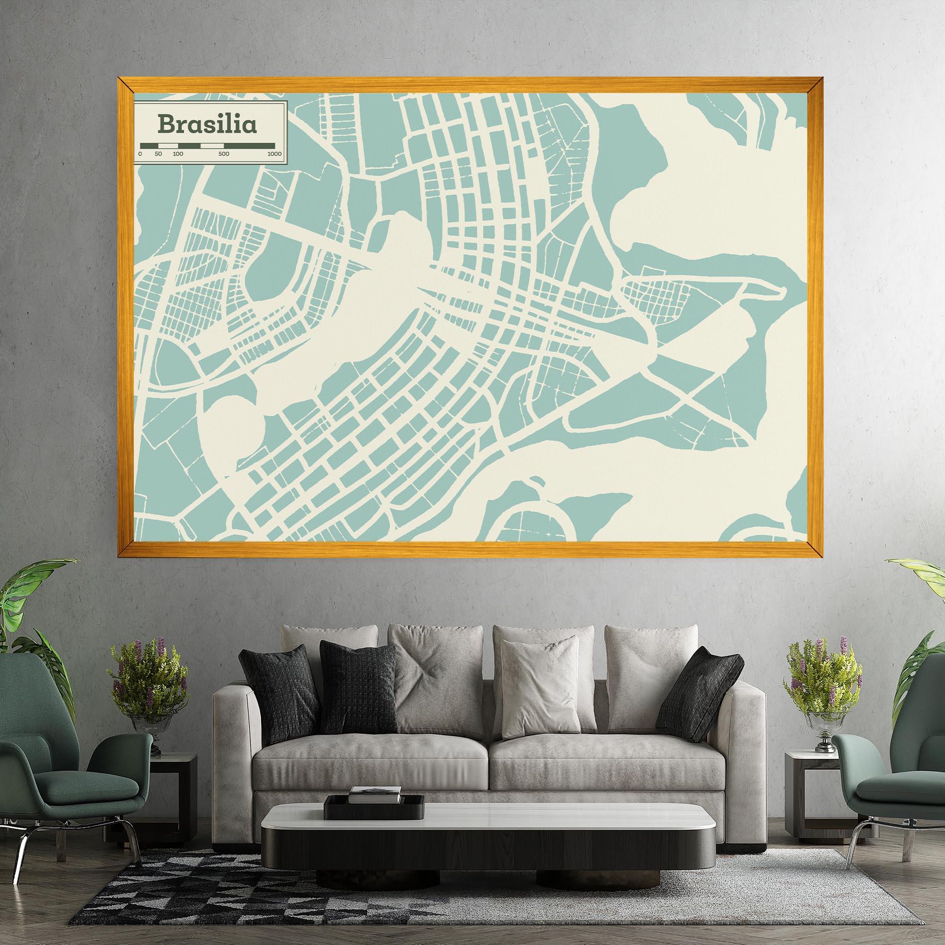 Leinwandbild Brasilia Map mockup 7