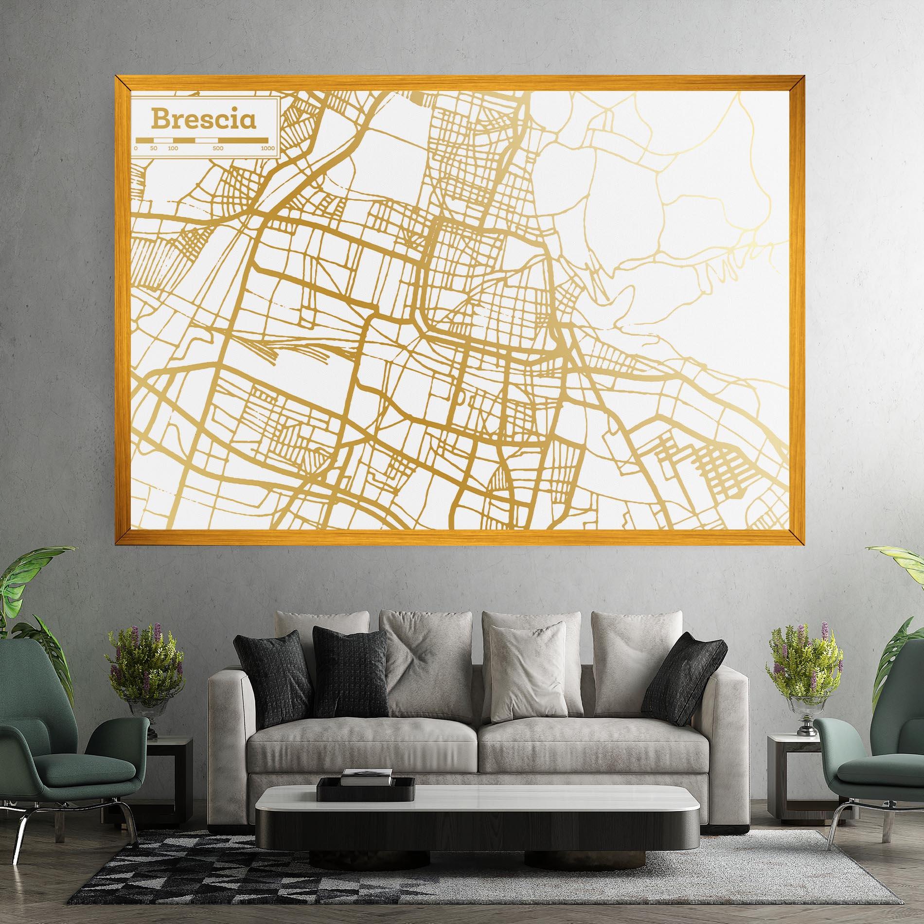 Leinwandbild Brescia Gold Map mockup 7