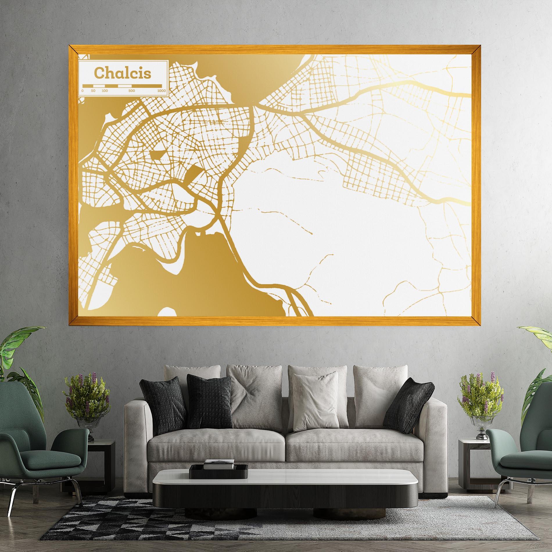 Leinwandbild Chalcis Gold Map mockup 7