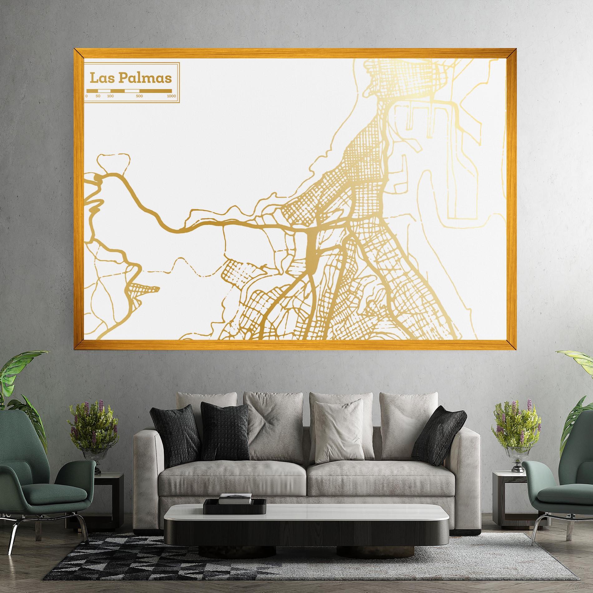 Leinwandbild Las Palmas Gold Map mockup 7
