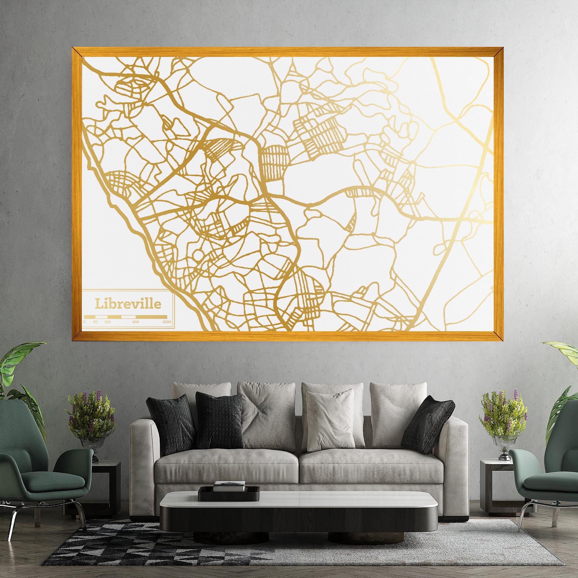 Leinwandbild Libreville Gold Map mockup 7