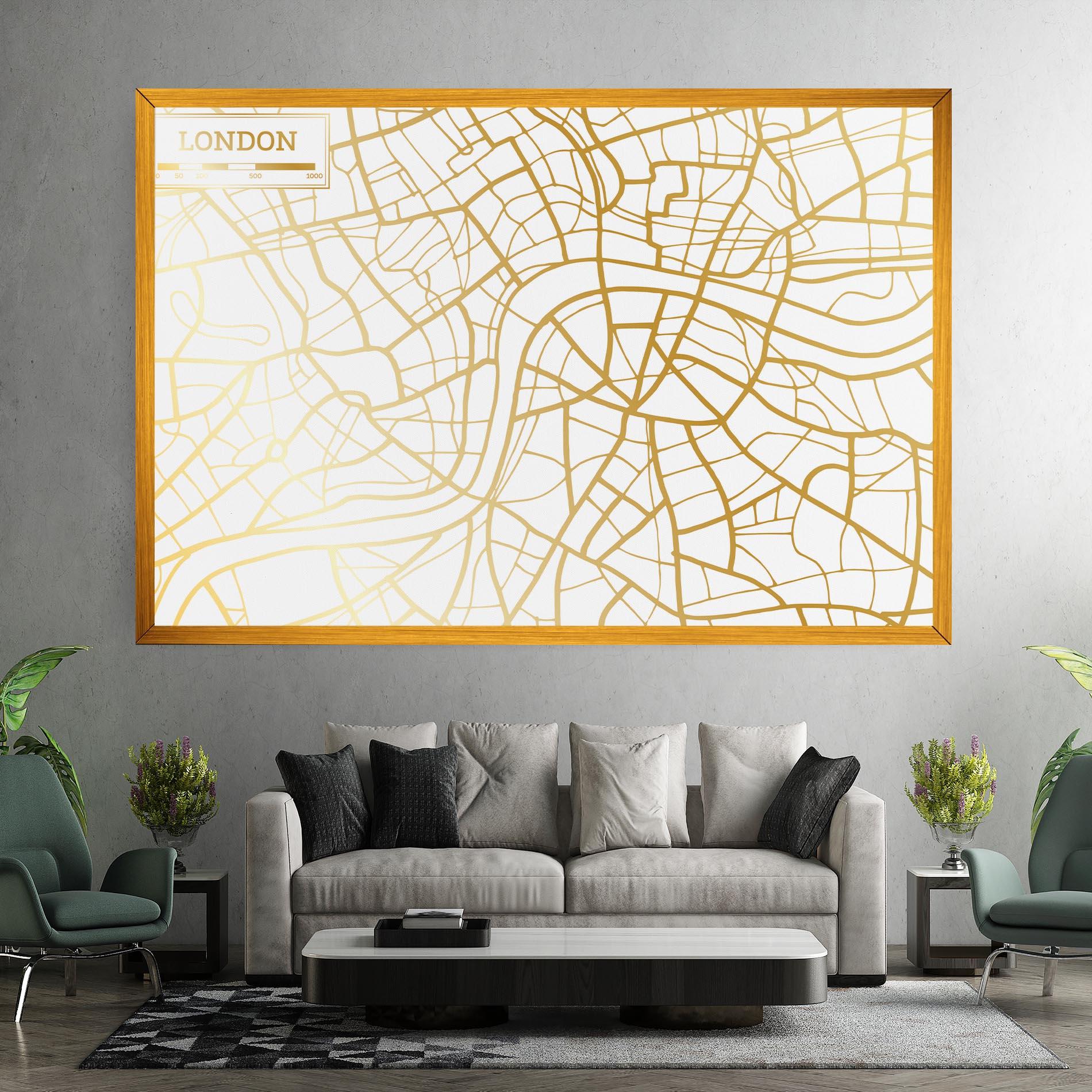 Leinwandbild London Gold Map mockup 7