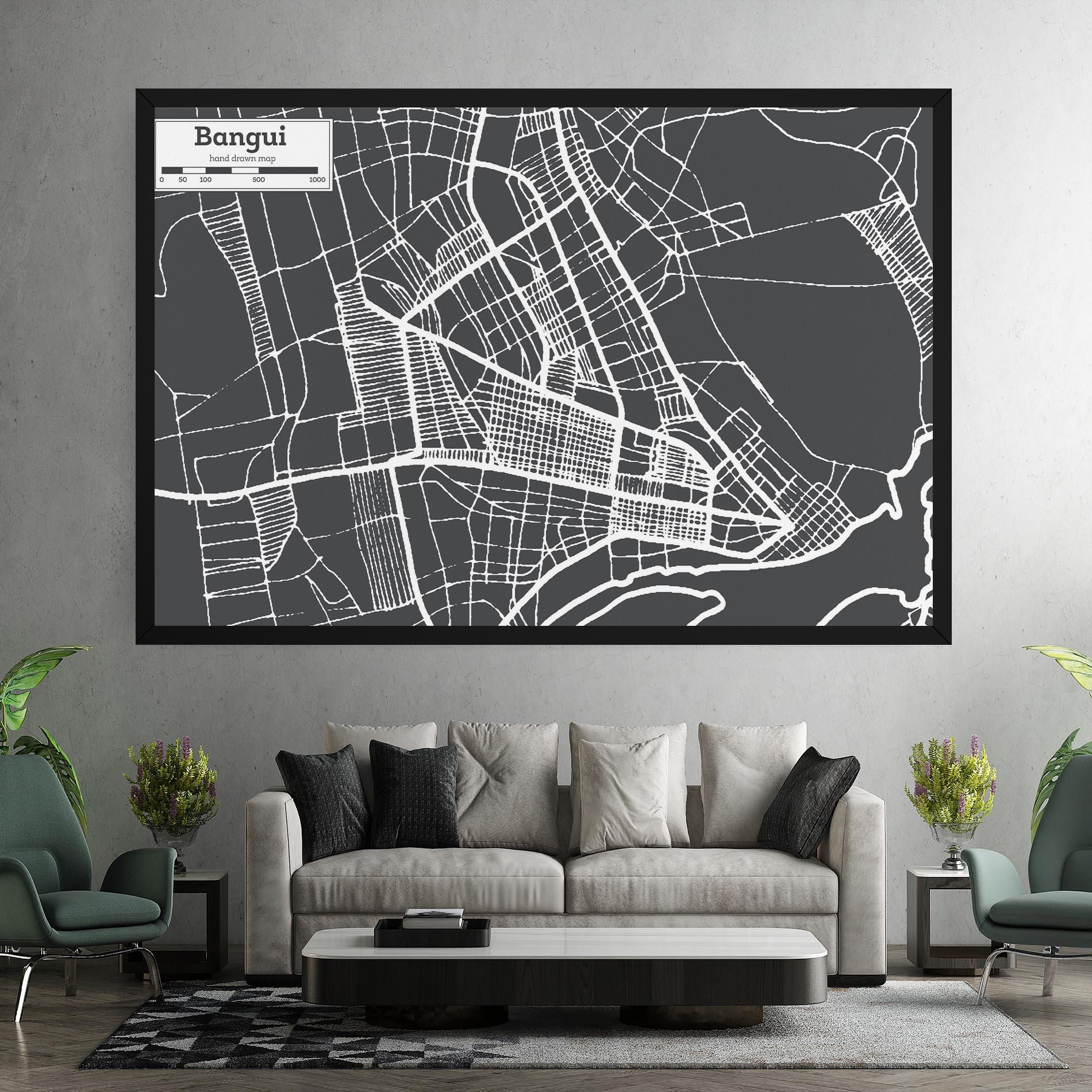Leinwandbild Bangui Map mockup 7