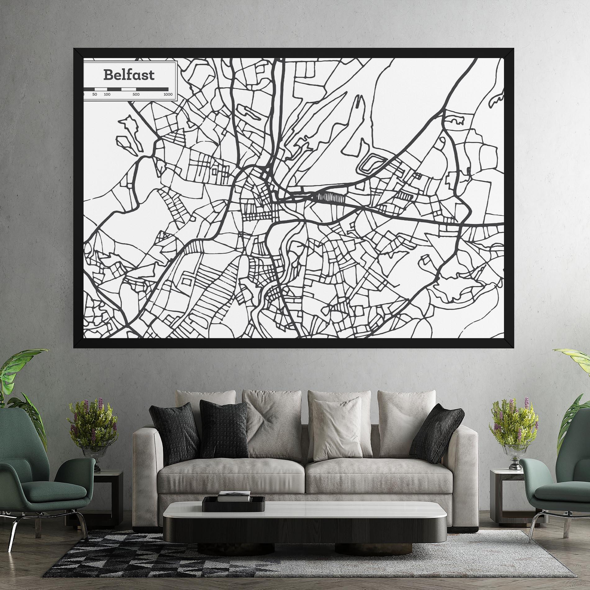 Leinwandbild Belfast Map mockup 7
