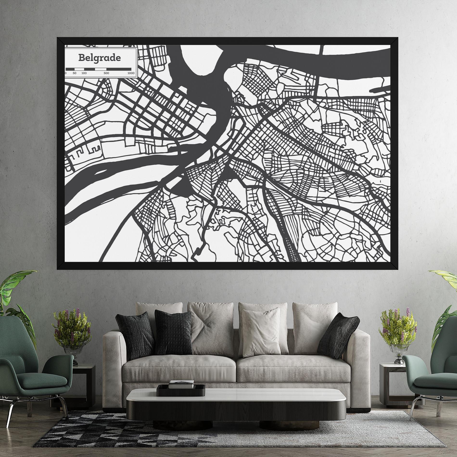 Leinwandbild Belgrade Map mockup 7