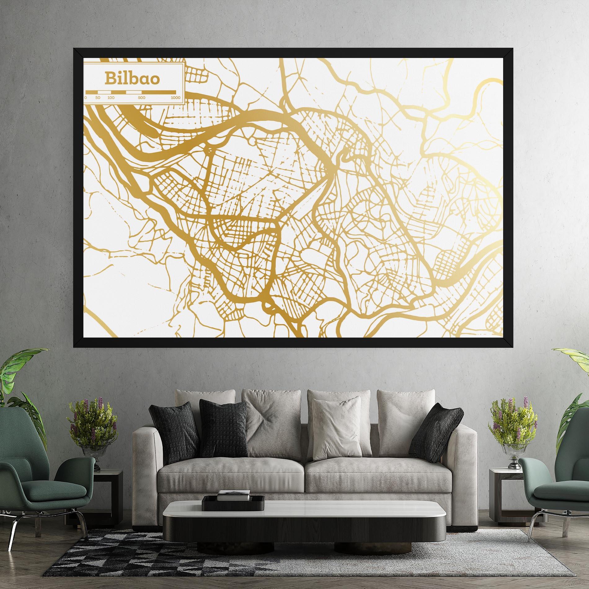 Leinwandbild Bilbao Gold Map mockup 7