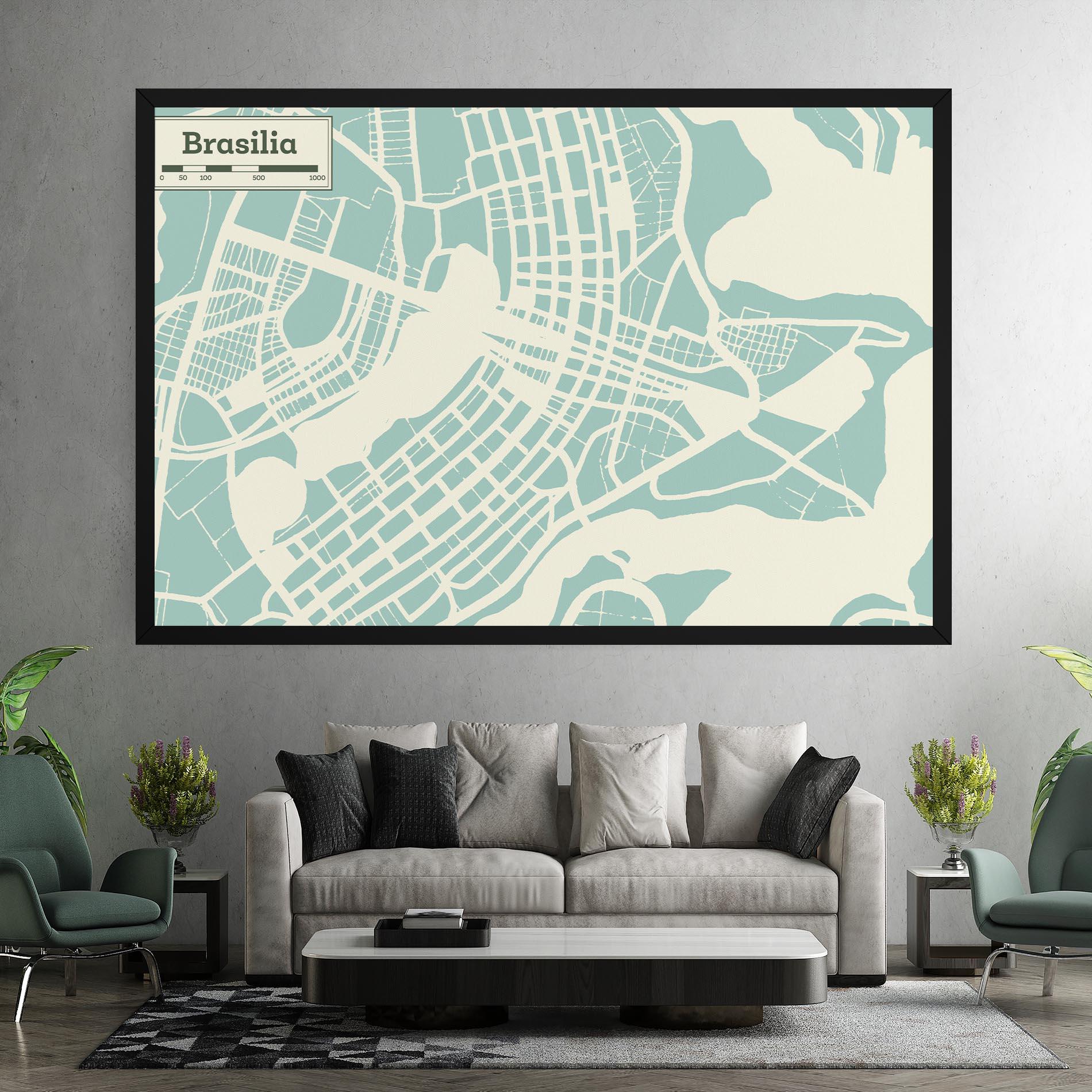 Leinwandbild Brasilia Map mockup 7