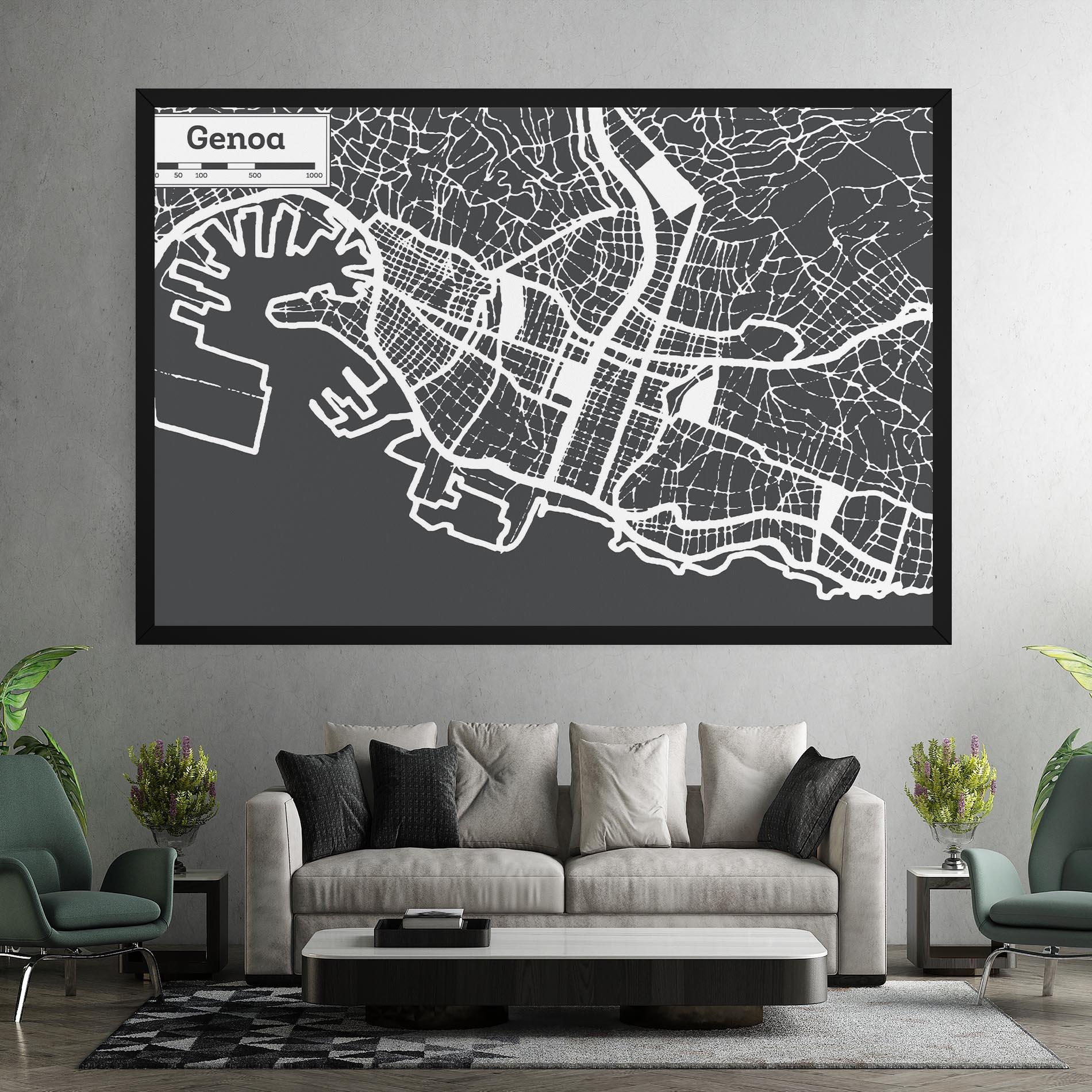 Leinwandbild Genoa Map mockup 7