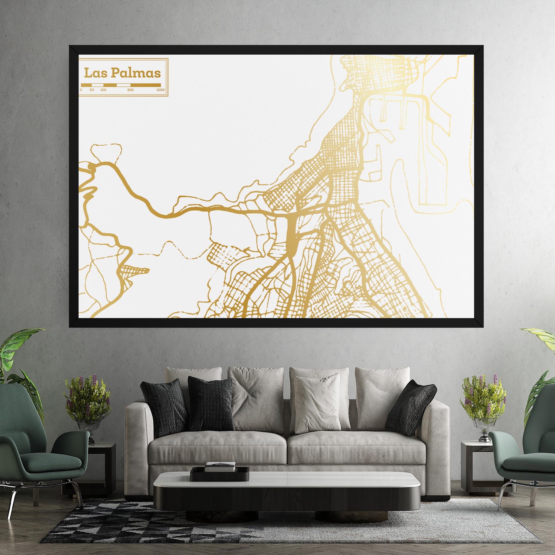 Leinwandbild Las Palmas Gold Map mockup 7