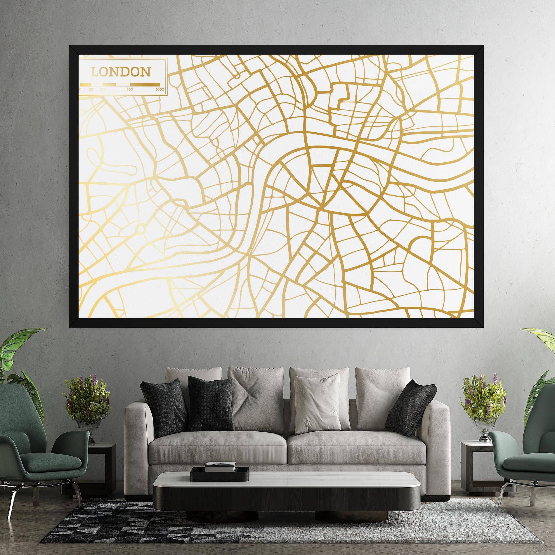 Leinwandbild London Gold Map mockup 7