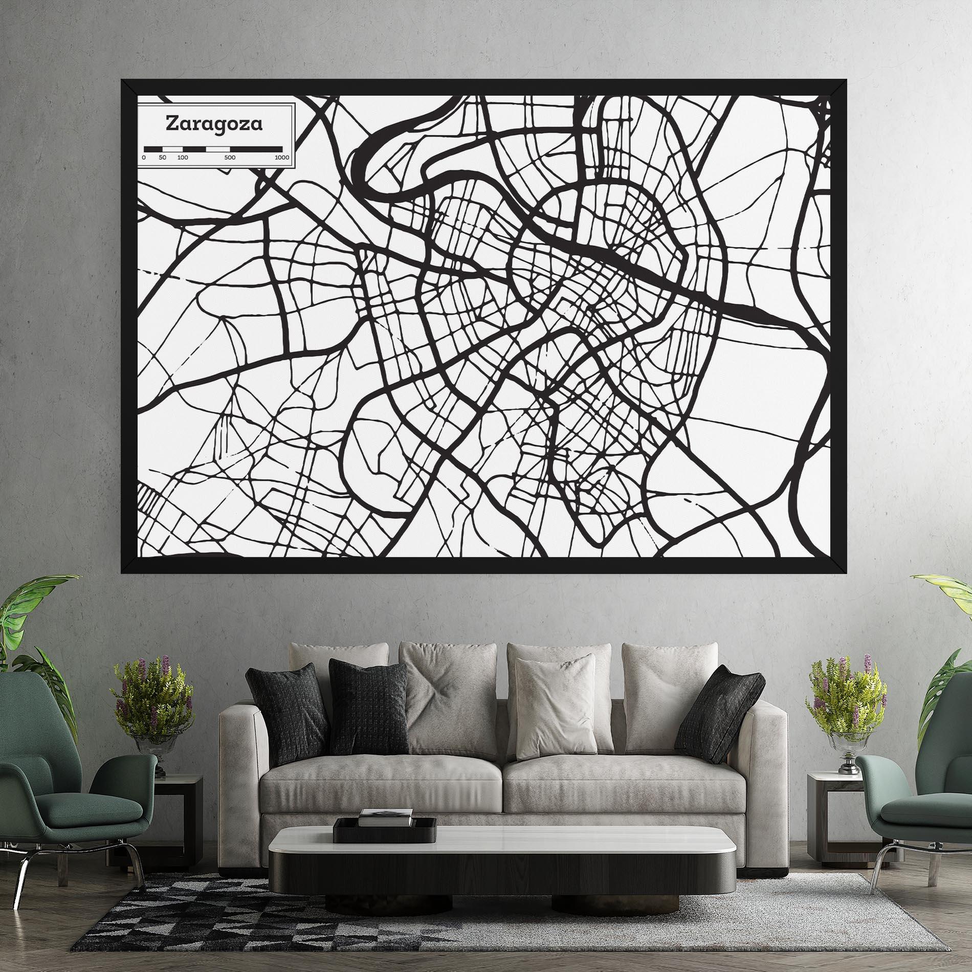 Leinwandbild Zaragoza City Map mockup 7
