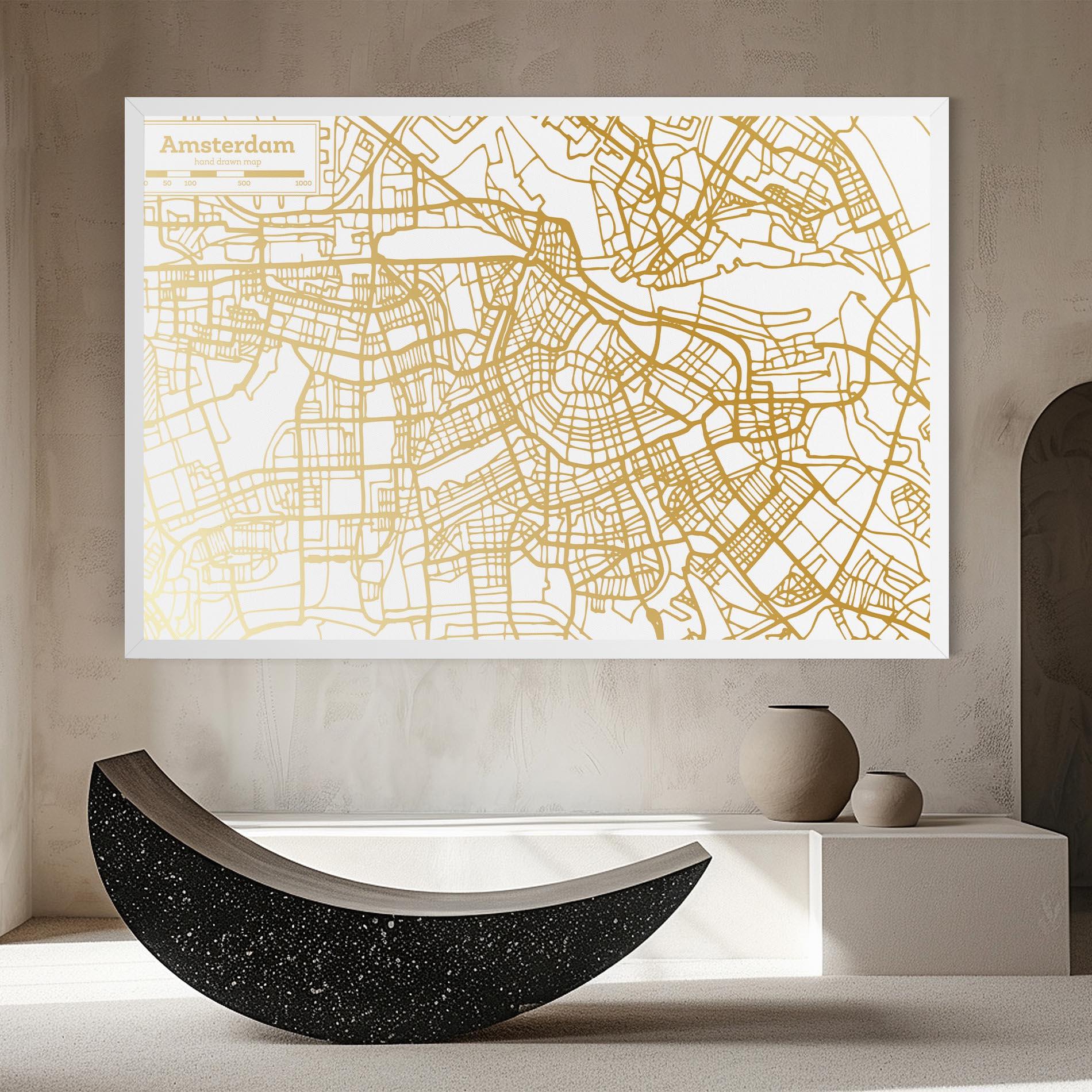 Leinwandbild Amsterdam Gold Map mockup 8