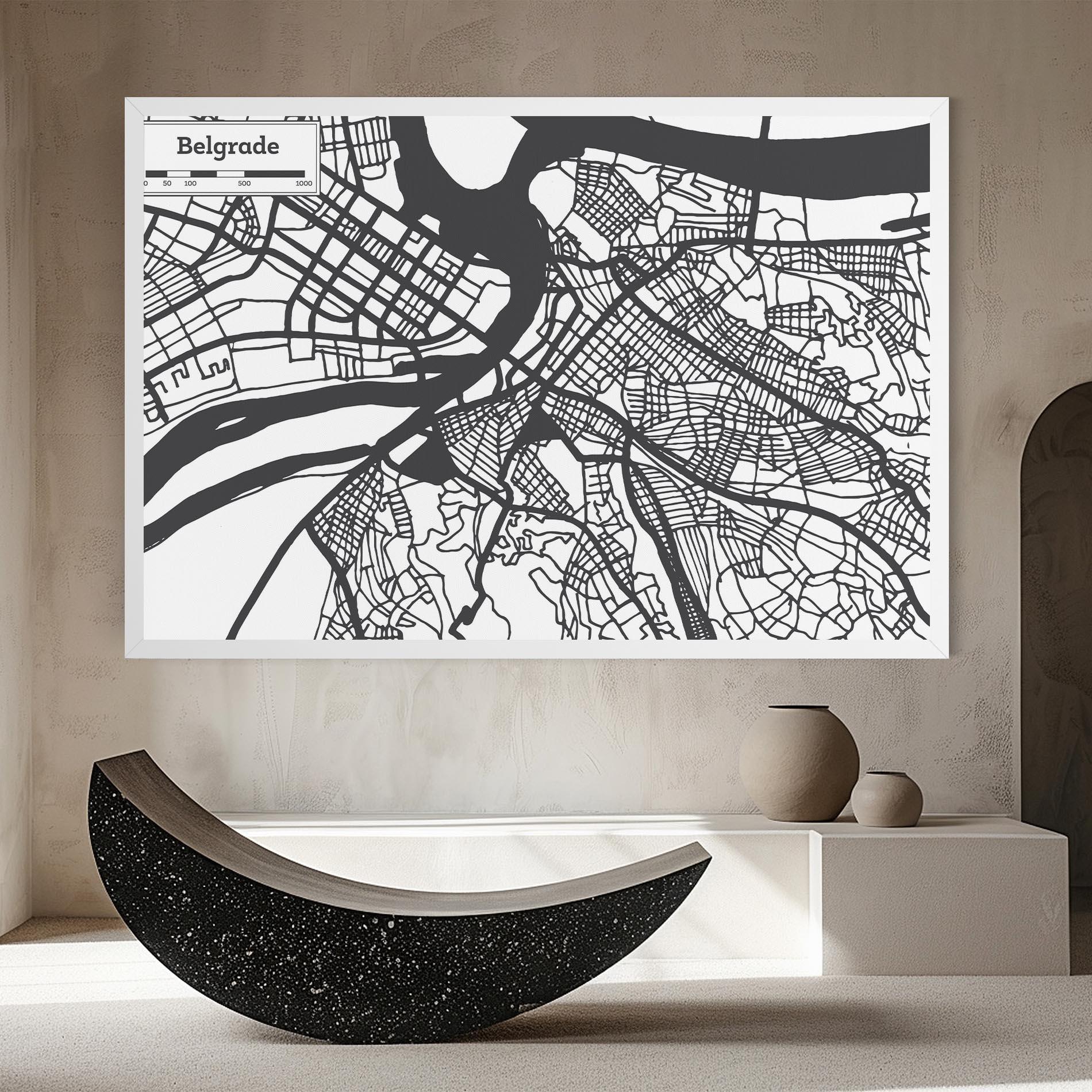 Leinwandbild Belgrade Map mockup 8
