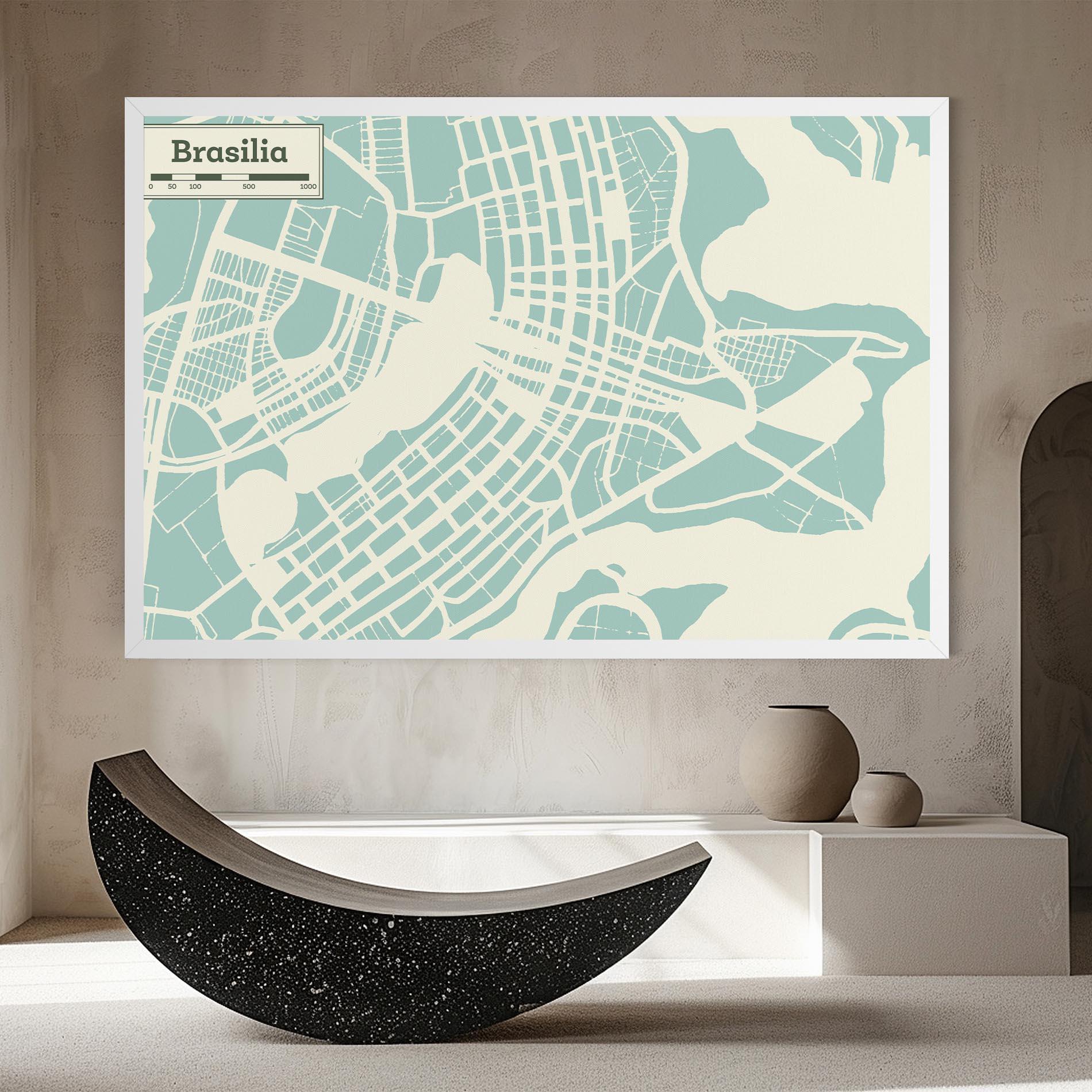 Leinwandbild Brasilia Map mockup 8