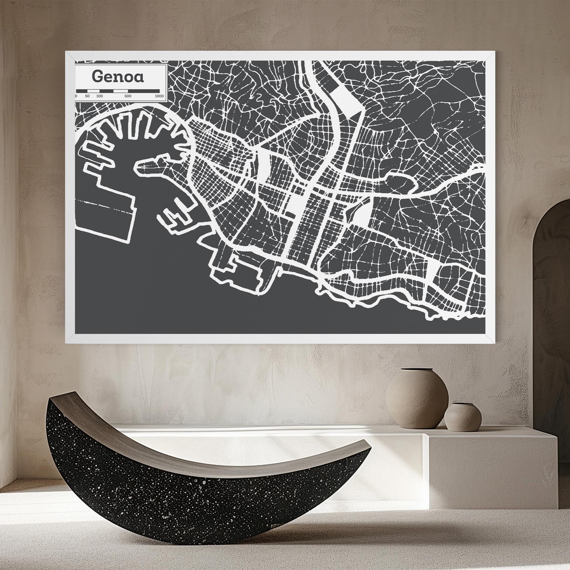 Leinwandbild Genoa Map mockup 8