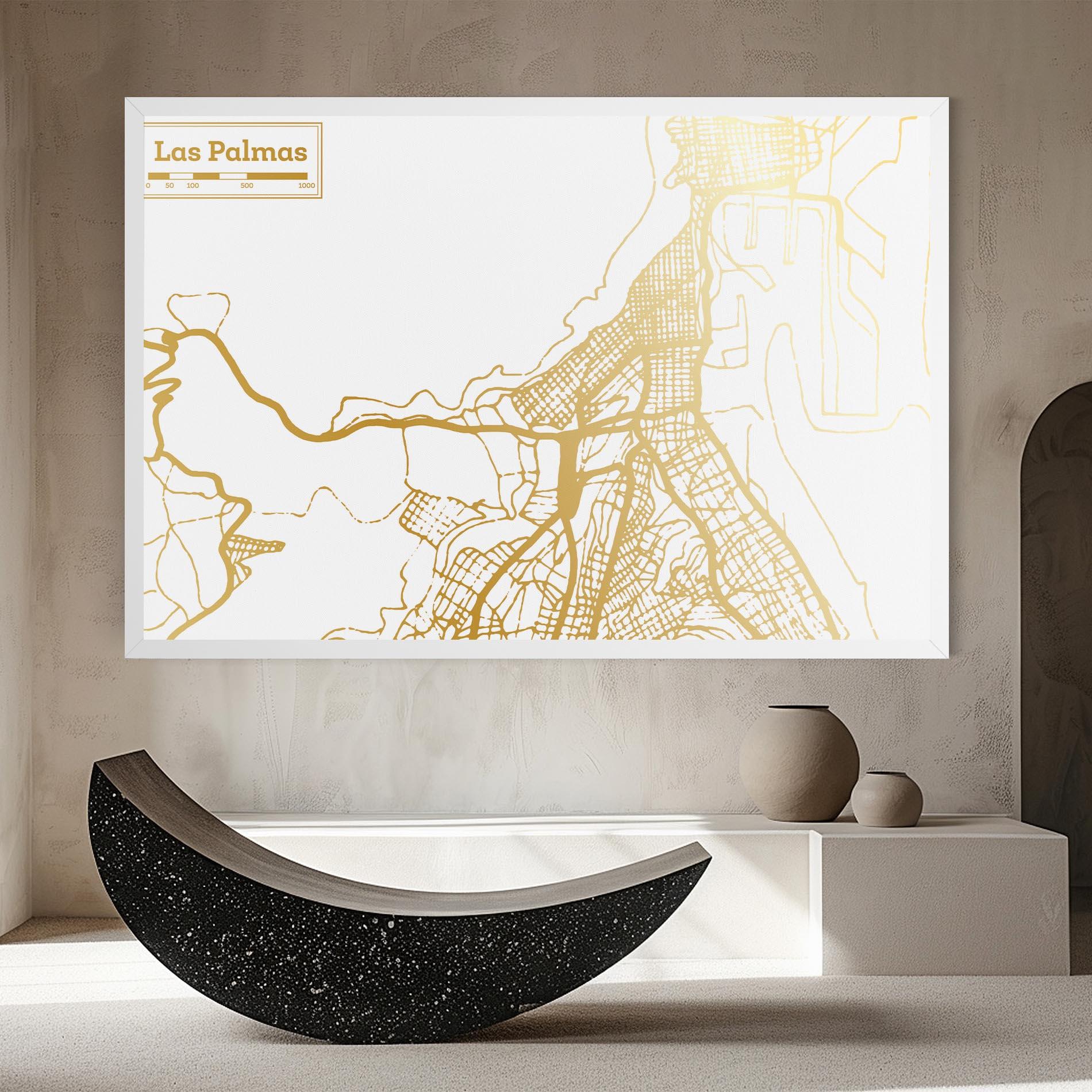 Leinwandbild Las Palmas Gold Map mockup 8