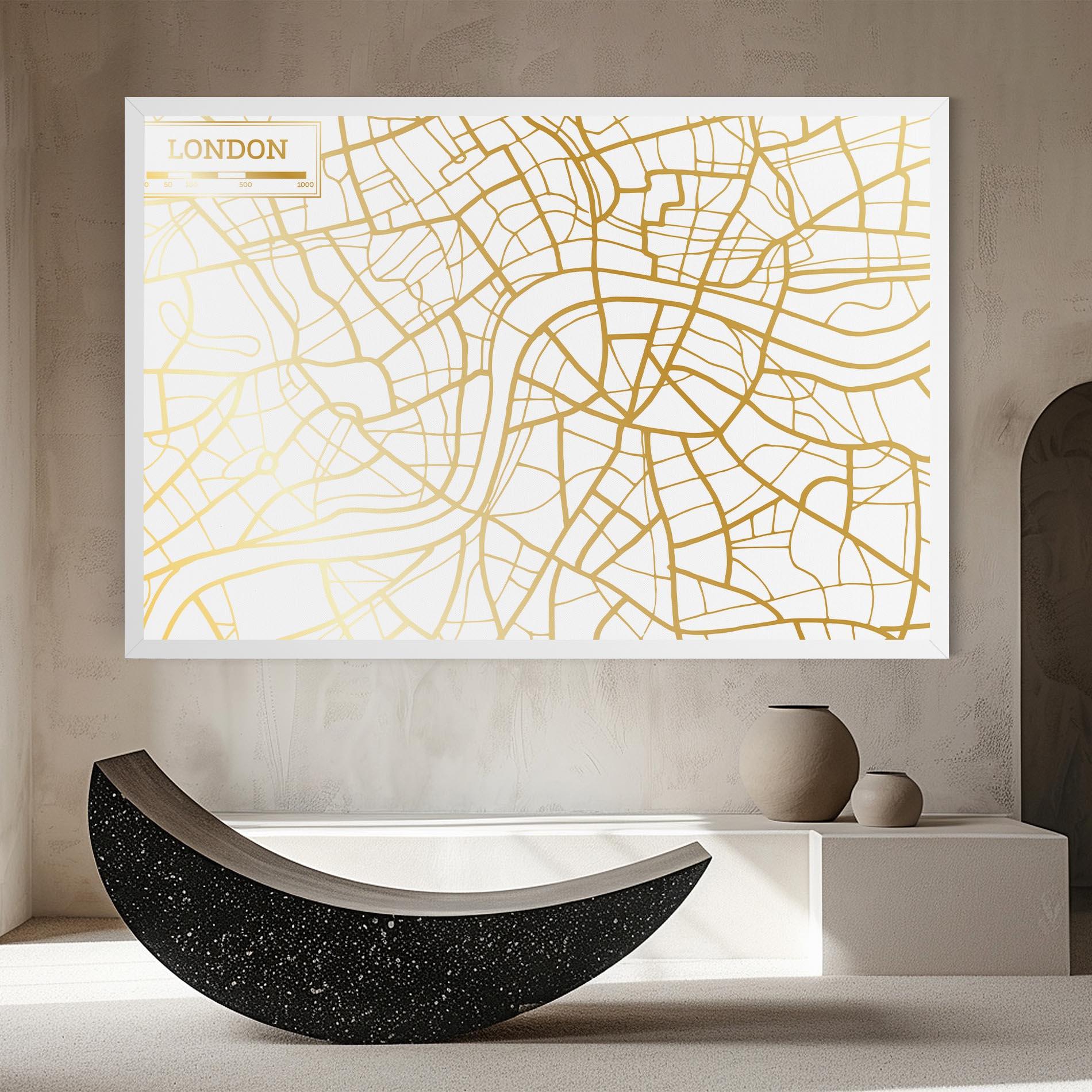 Leinwandbild London Gold Map mockup 8
