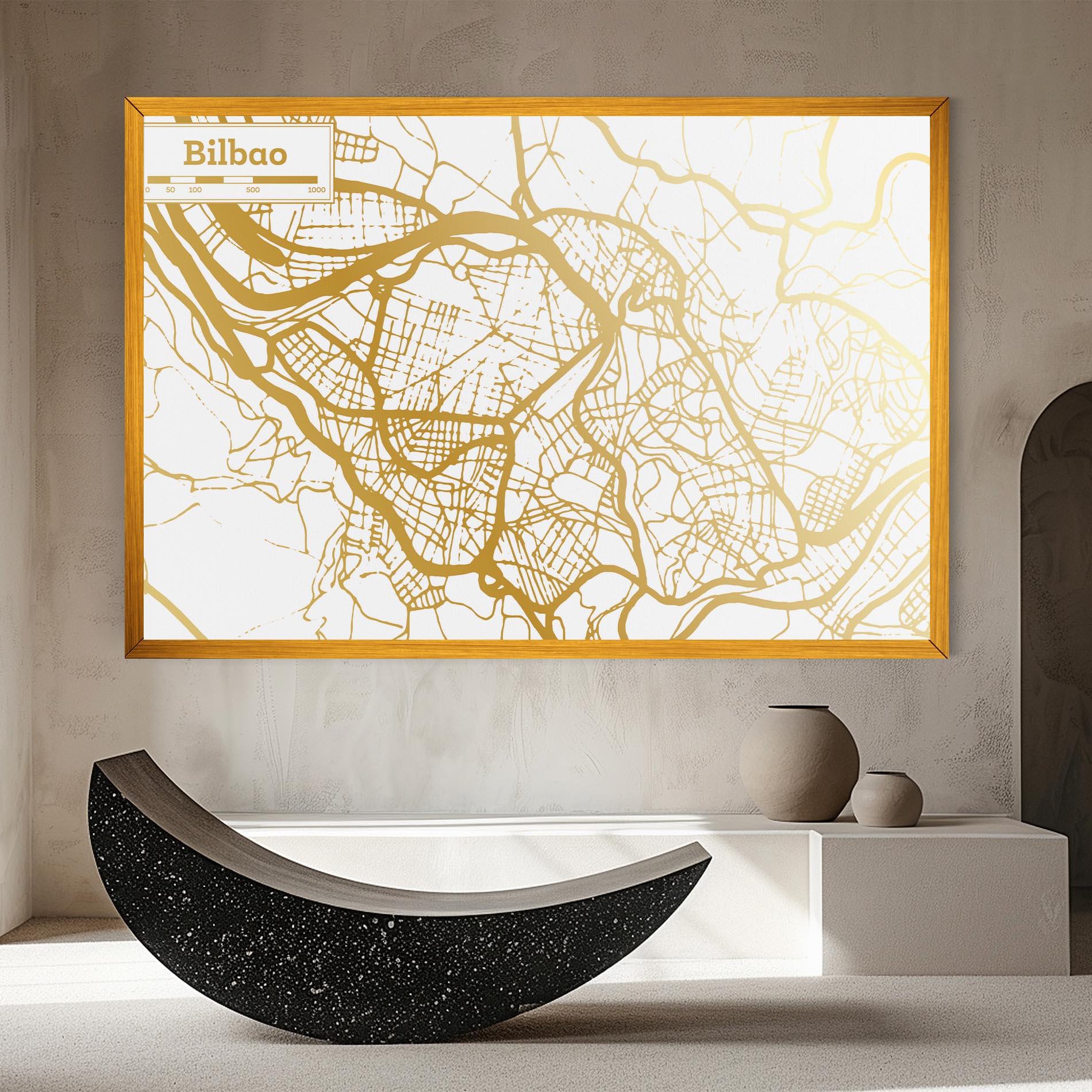 Leinwandbild Bilbao Gold Map mockup 8