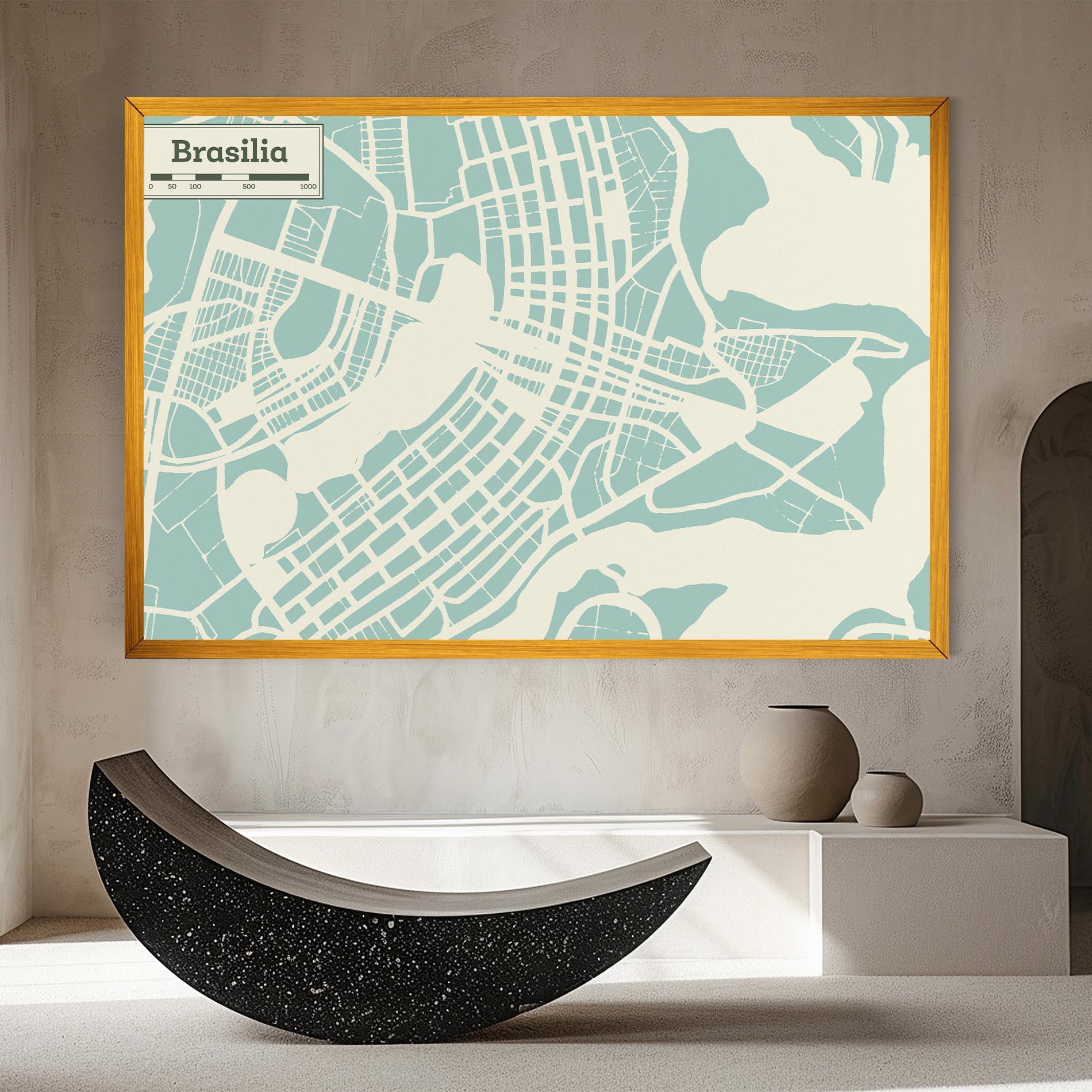 Leinwandbild Brasilia Map mockup 8