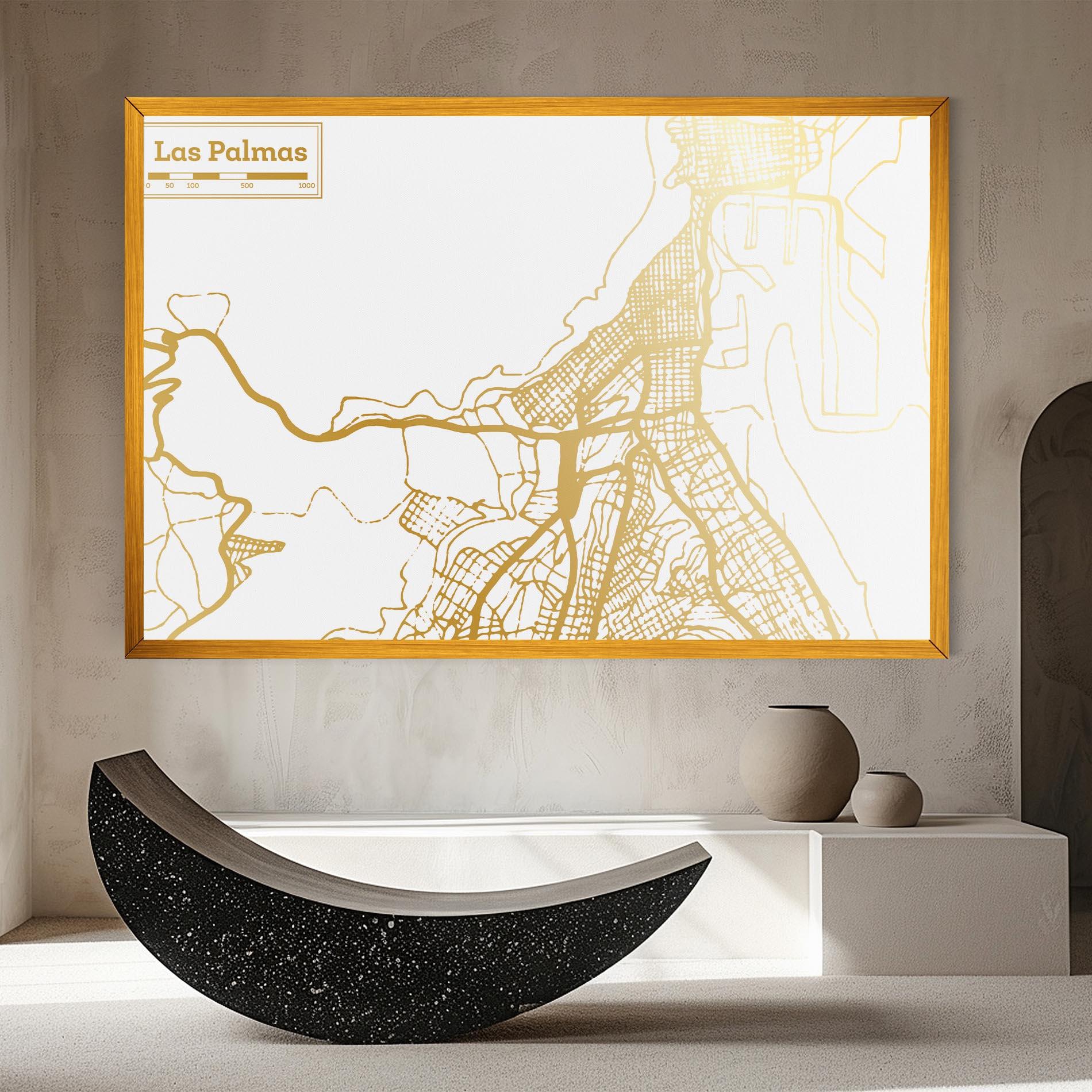 Leinwandbild Las Palmas Gold Map mockup 8
