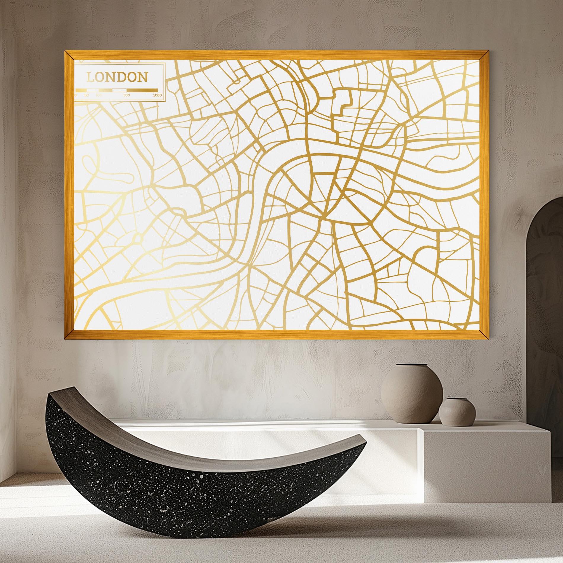 Leinwandbild London Gold Map mockup 8