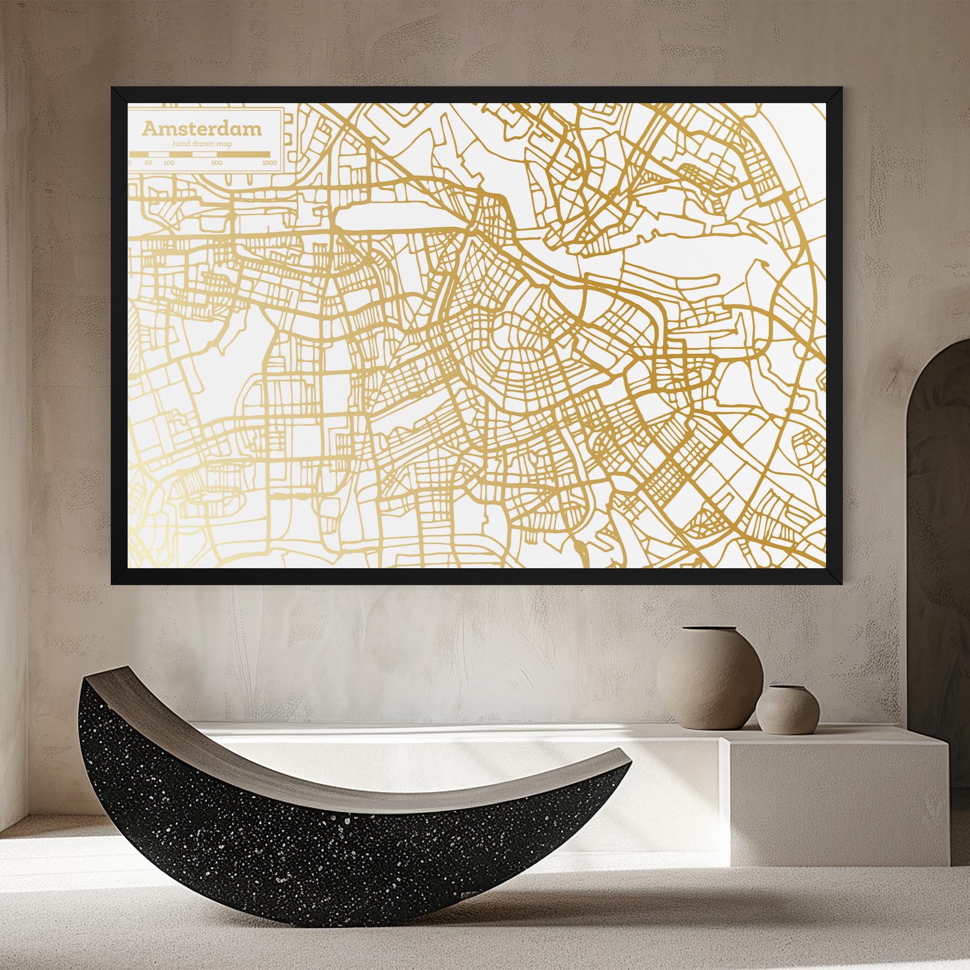 Leinwandbild Amsterdam Gold Map mockup 8
