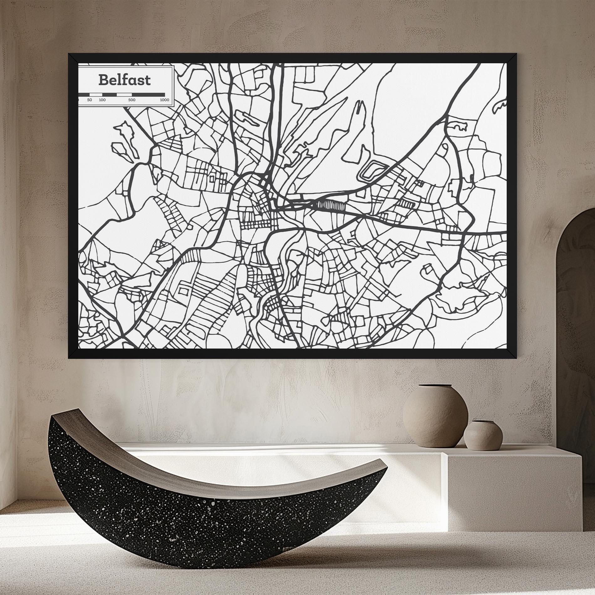 Leinwandbild Belfast Map mockup 8