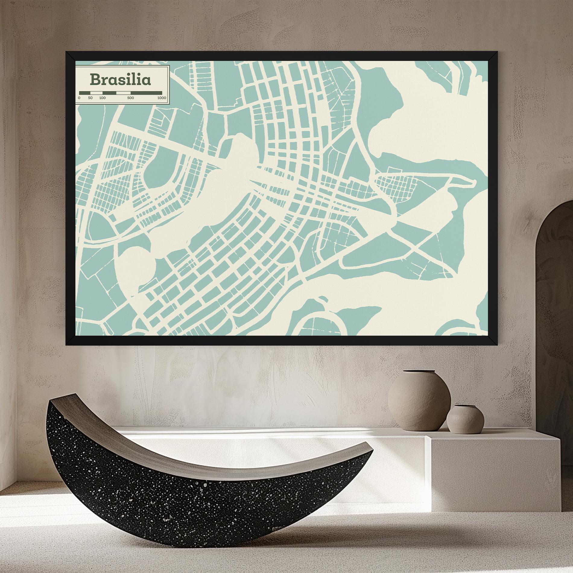 Leinwandbild Brasilia Map mockup 8