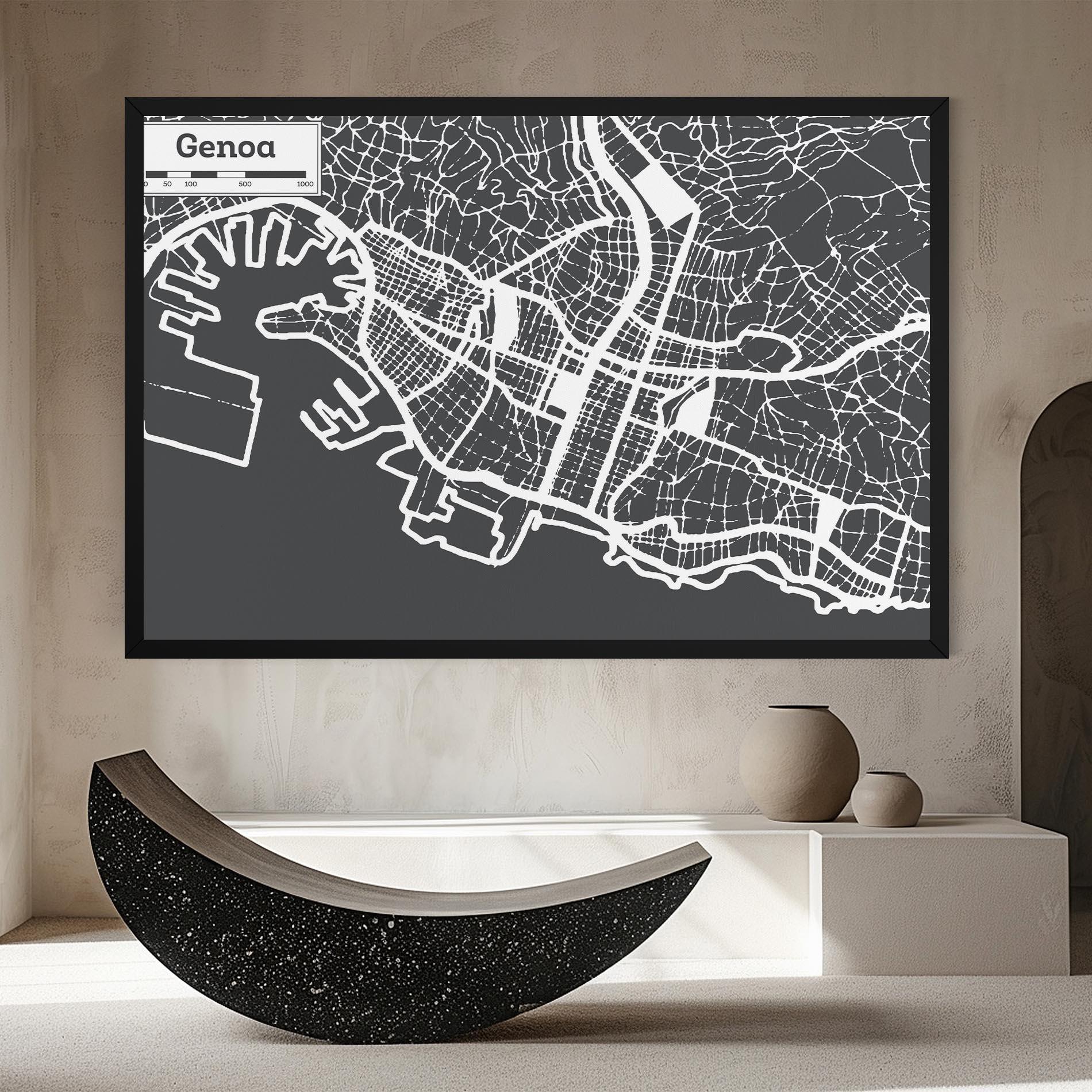 Leinwandbild Genoa Map mockup 8