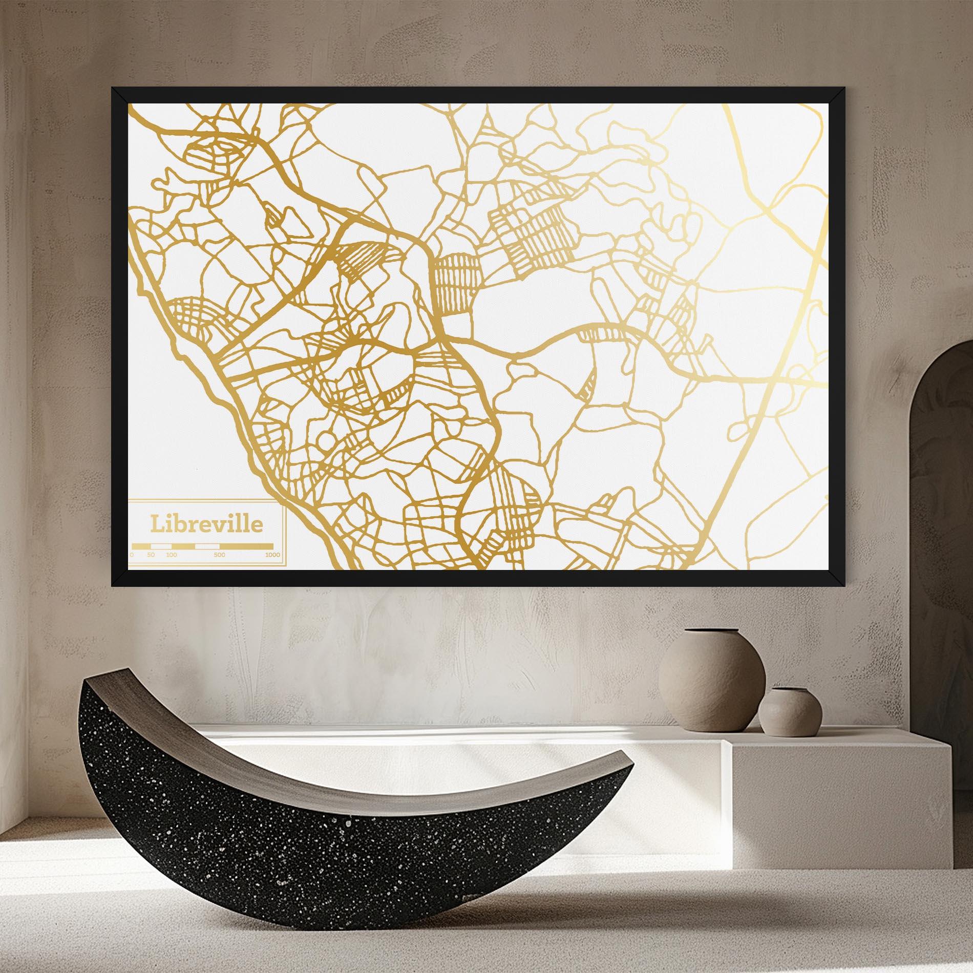 Leinwandbild Libreville Gold Map mockup 8