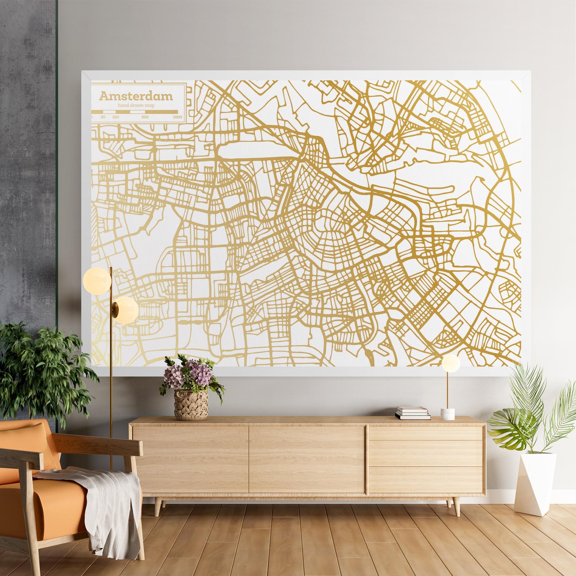 Leinwandbild Amsterdam Gold Map mockup 9