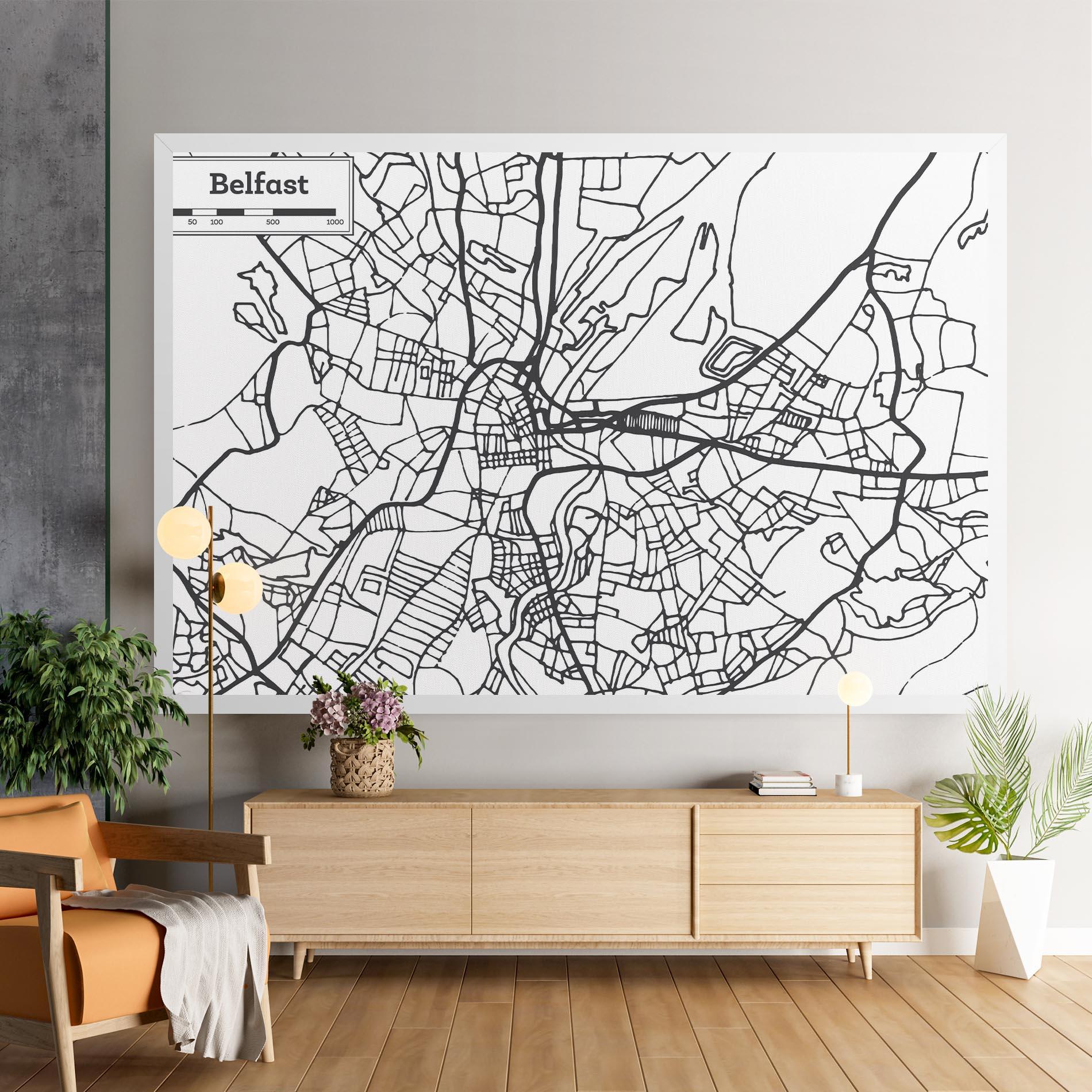Leinwandbild Belfast Map mockup 9