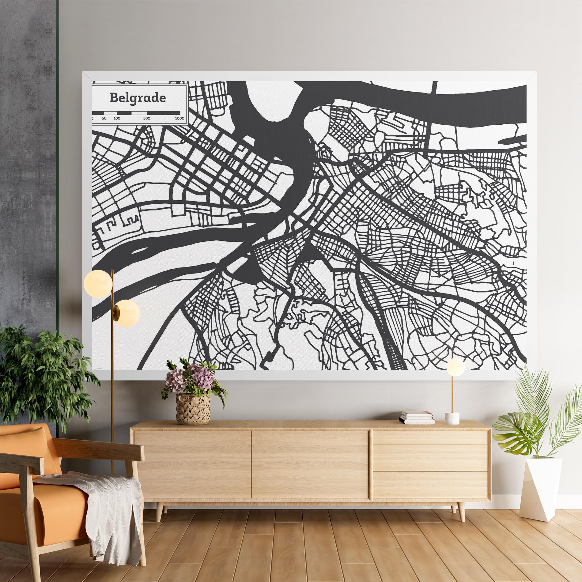 Leinwandbild Belgrade Map mockup 9