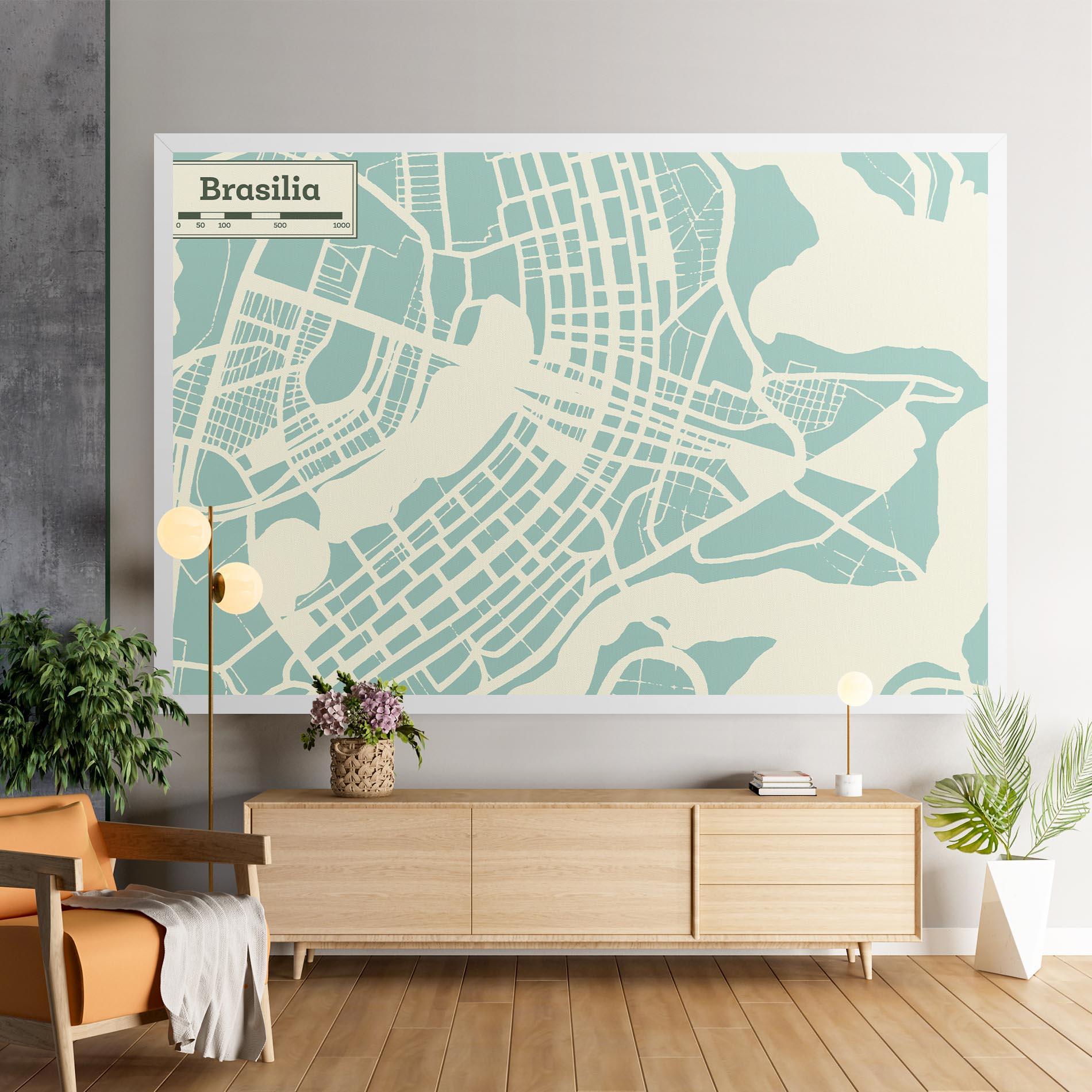 Leinwandbild Brasilia Map mockup 9