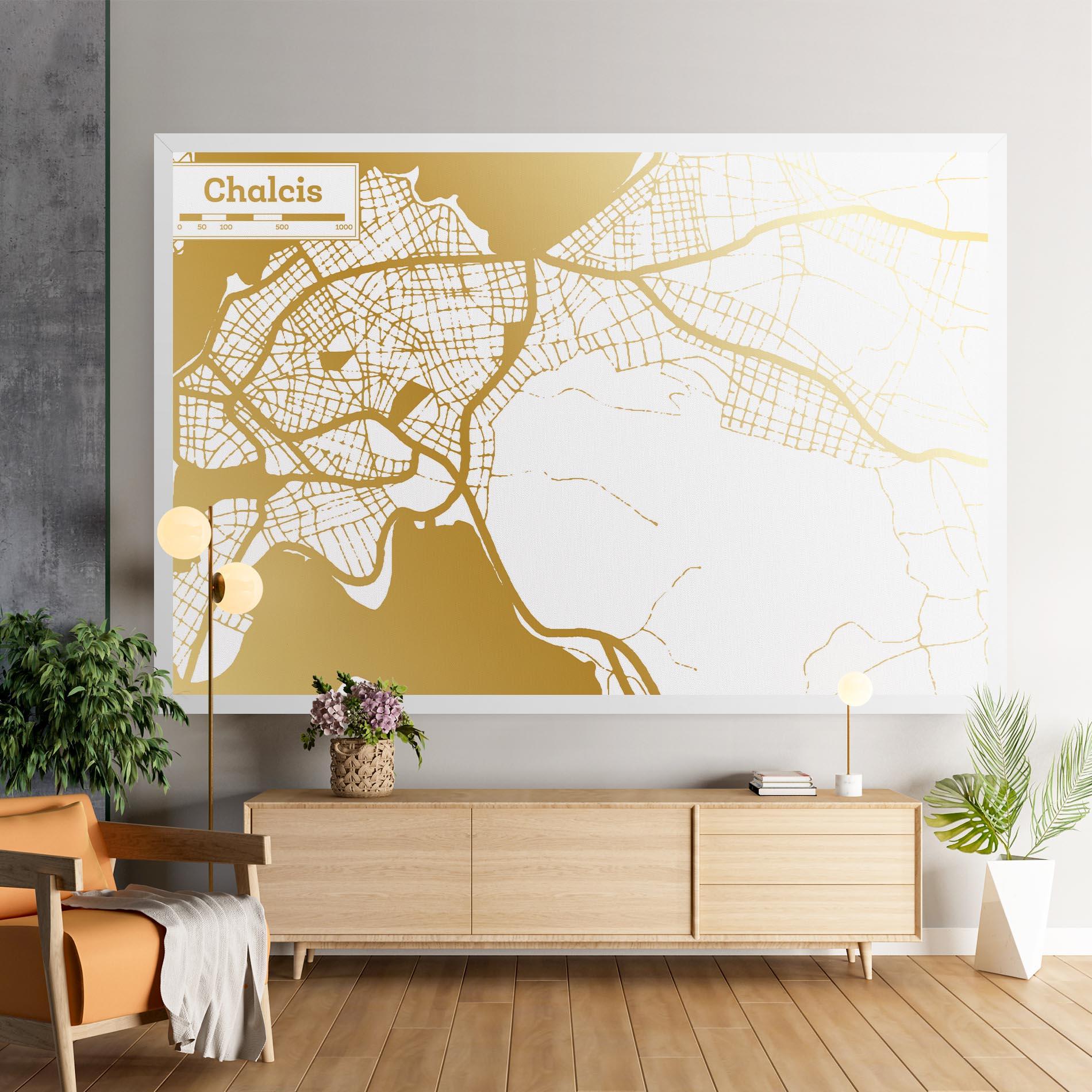 Leinwandbild Chalcis Gold Map mockup 9