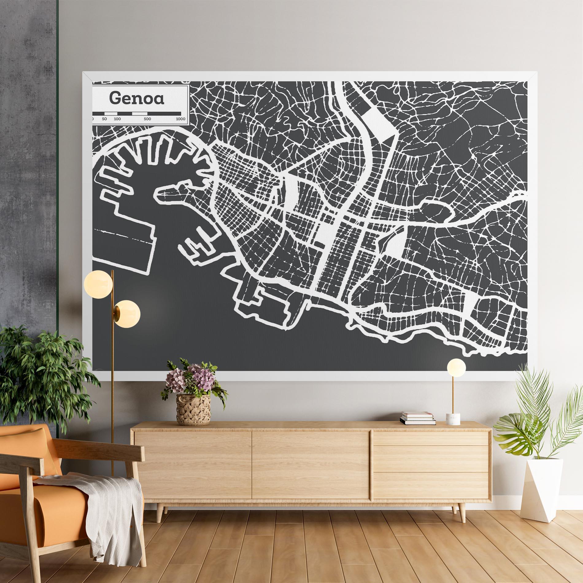 Leinwandbild Genoa Map mockup 9