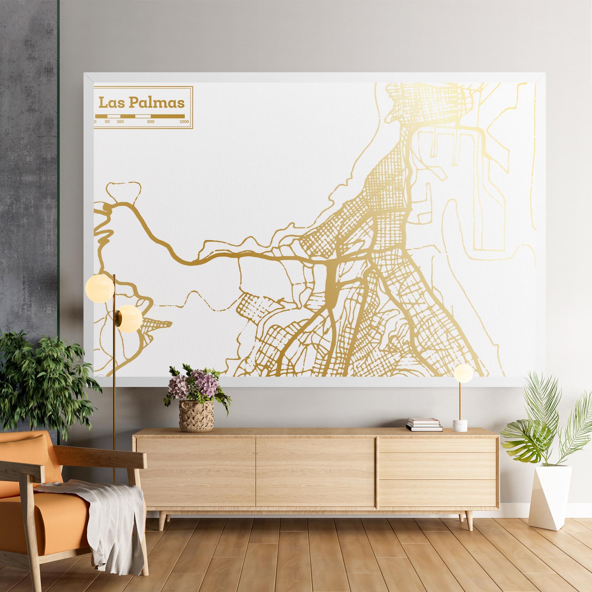 Leinwandbild Las Palmas Gold Map mockup 9