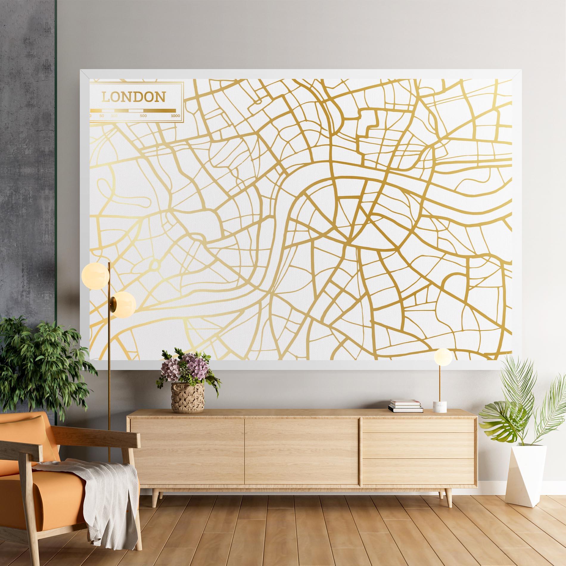 Leinwandbild London Gold Map mockup 9