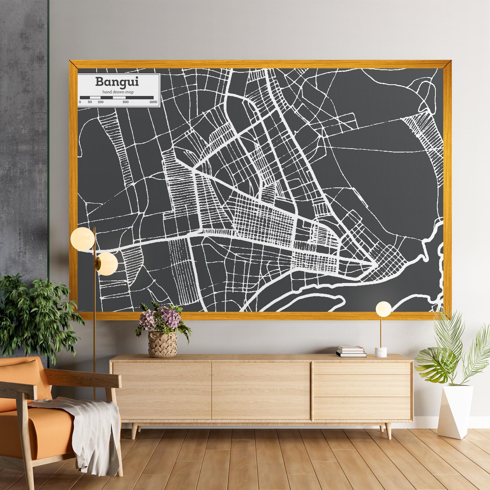 Leinwandbild Bangui Map mockup 9