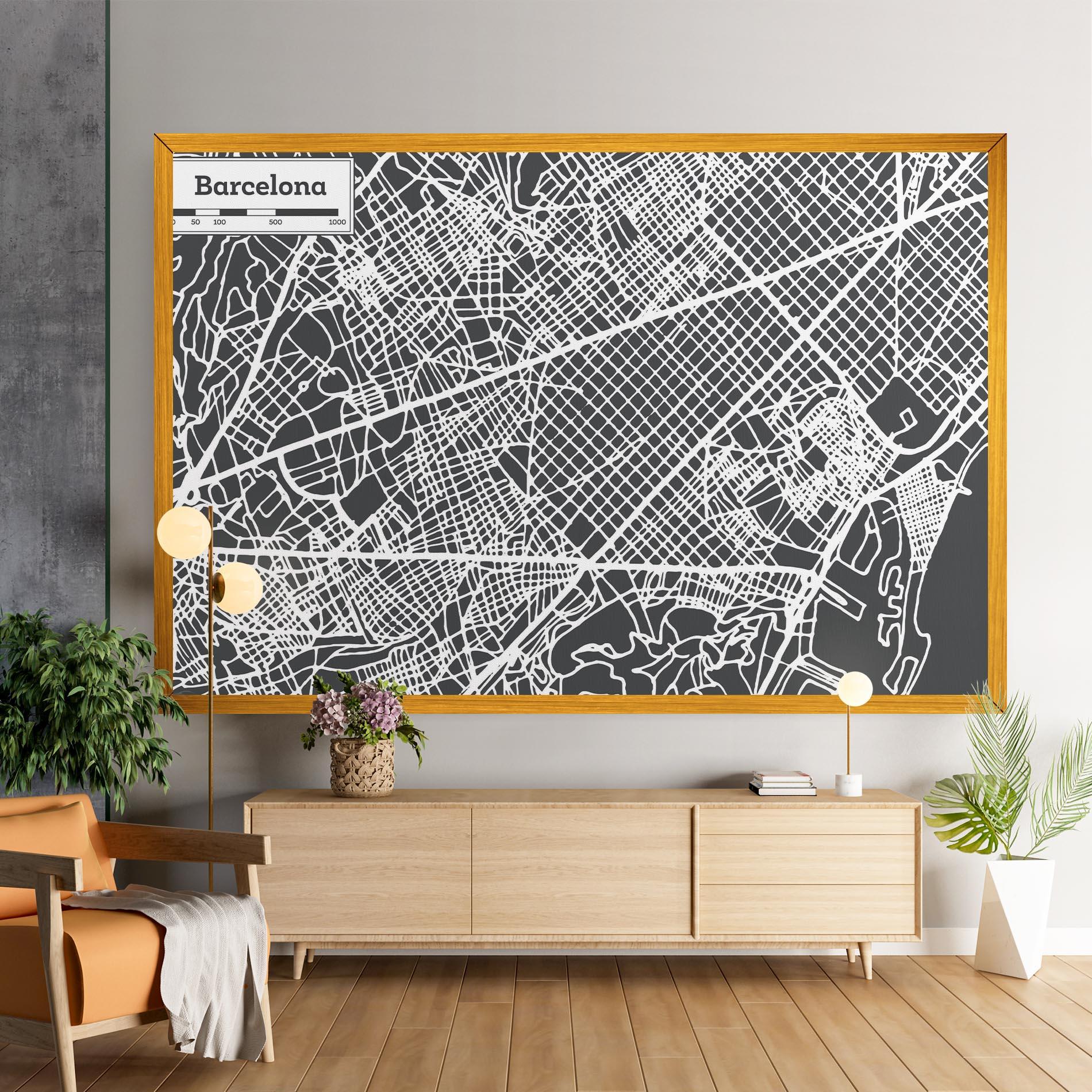 Leinwandbild Barcelona Map mockup 9