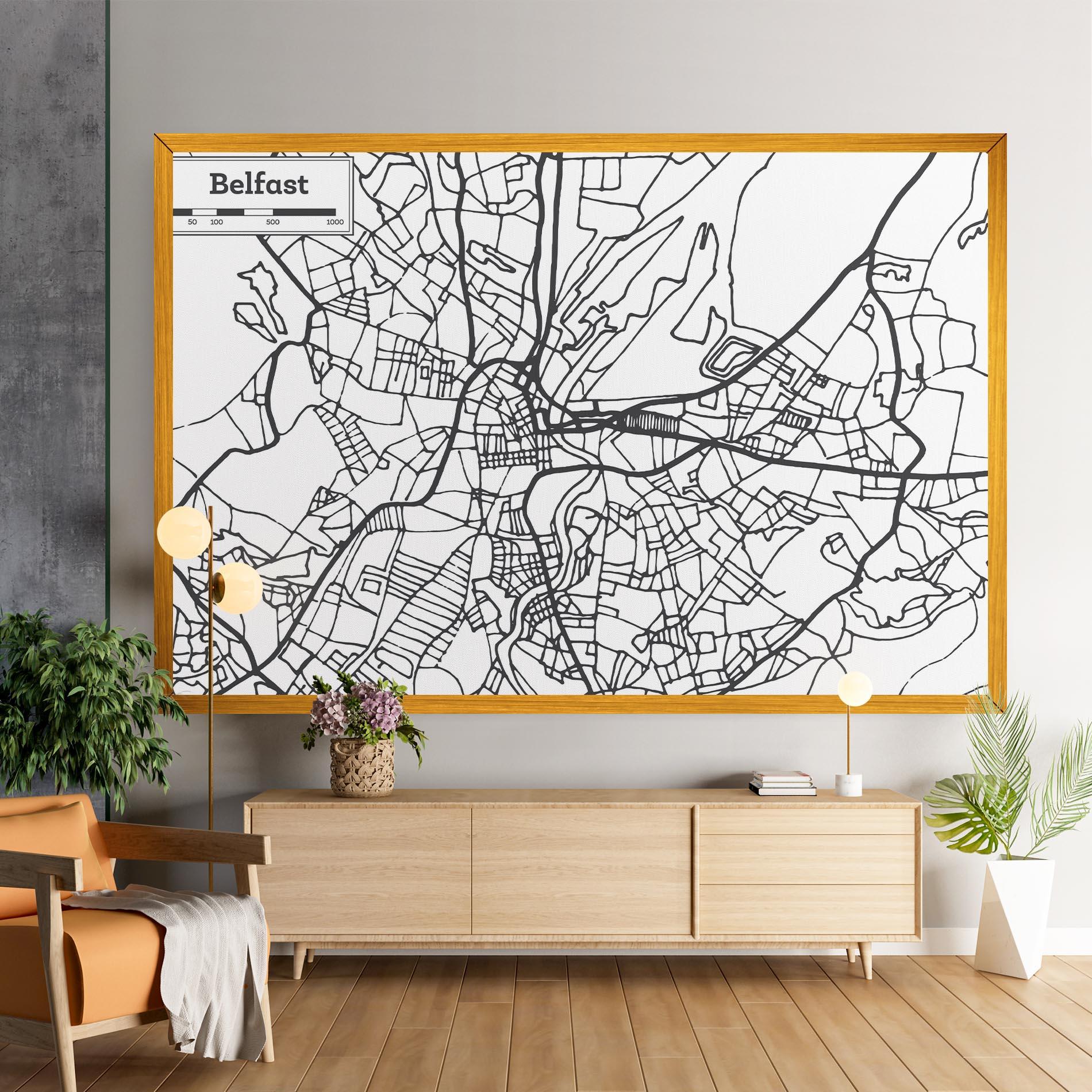 Leinwandbild Belfast Map mockup 9