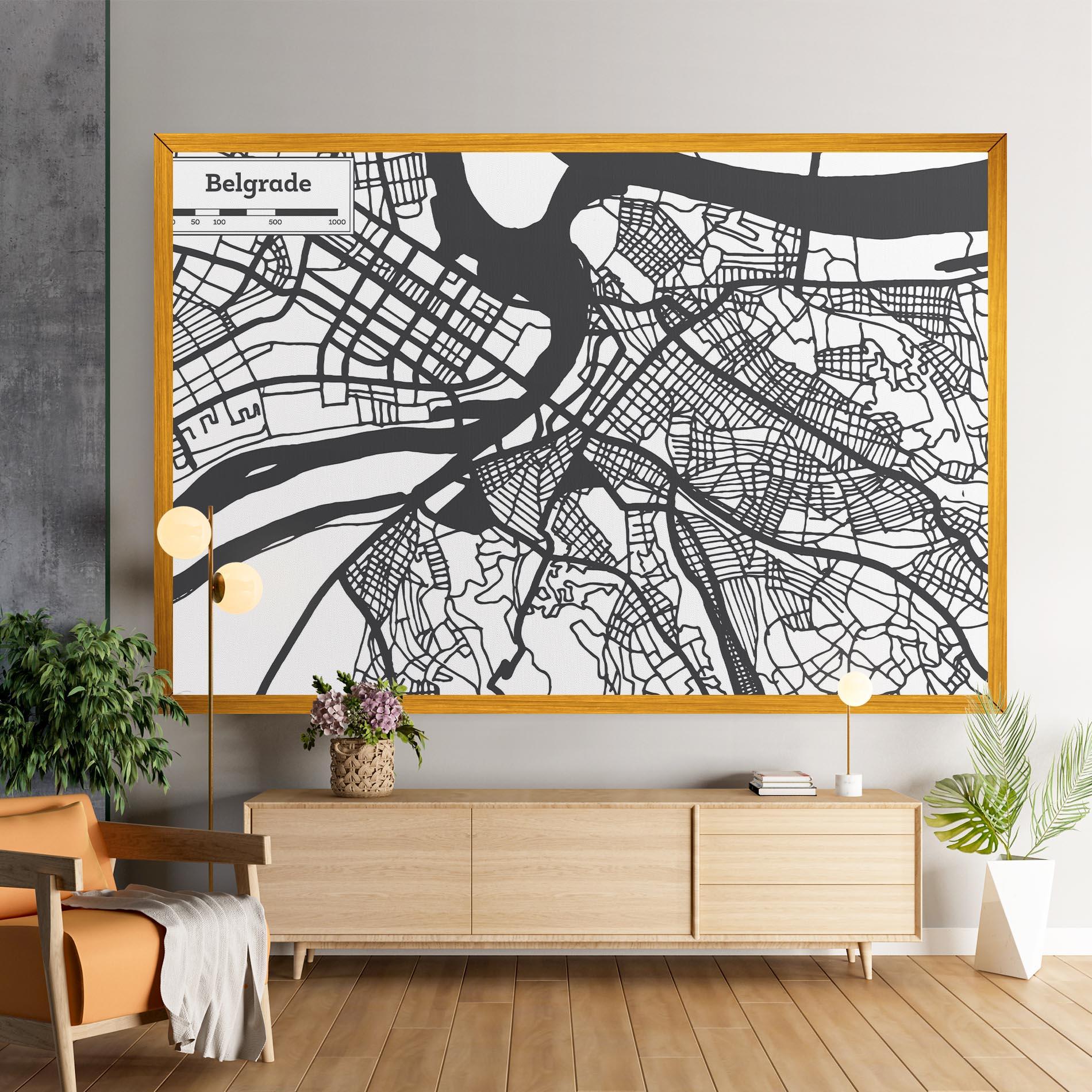 Leinwandbild Belgrade Map mockup 9