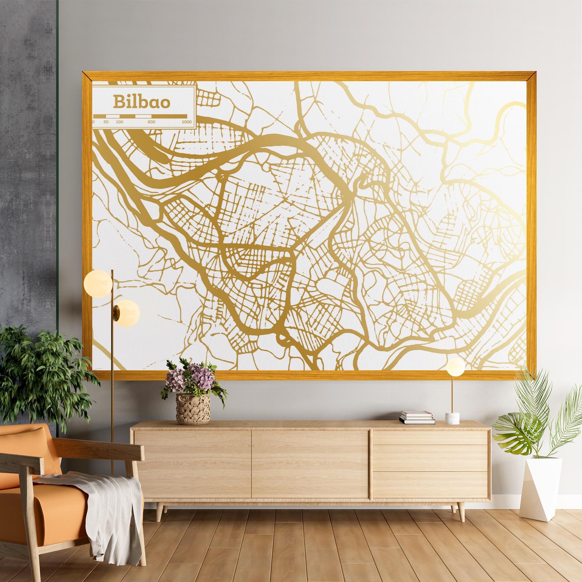 Leinwandbild Bilbao Gold Map mockup 9