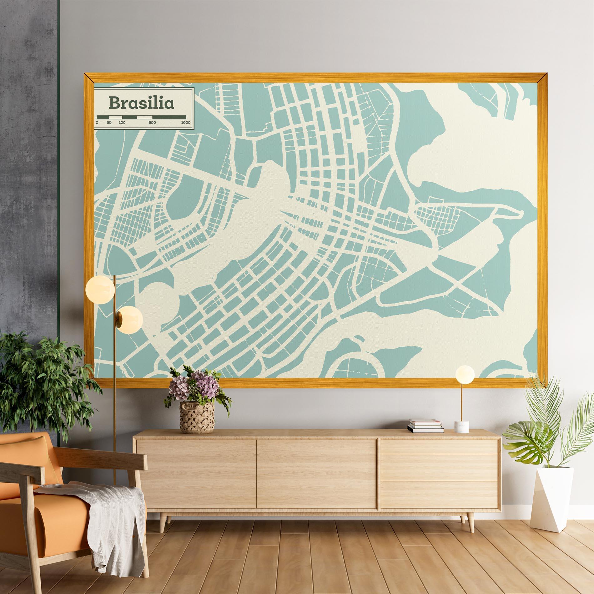 Leinwandbild Brasilia Map mockup 9