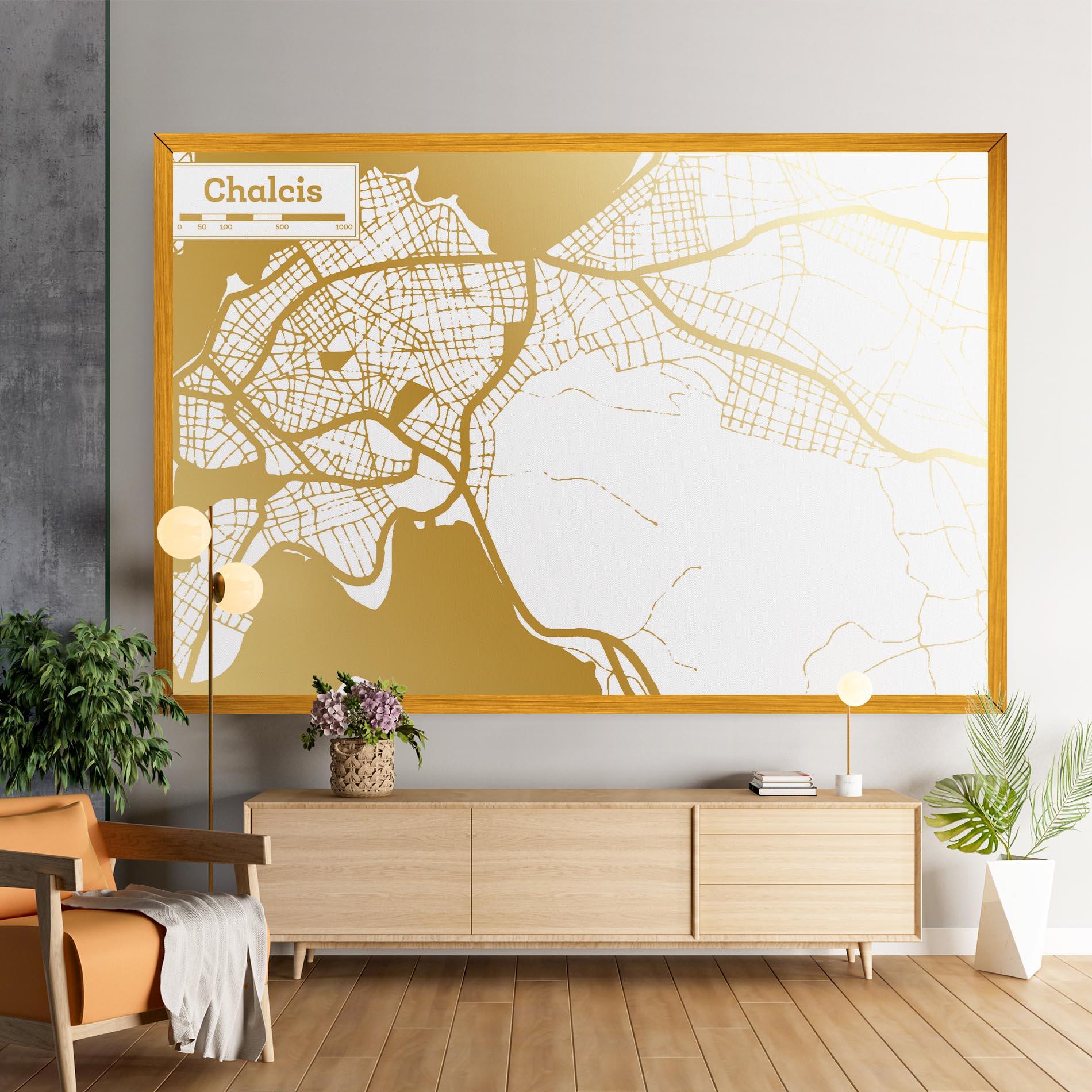 Leinwandbild Chalcis Gold Map mockup 9
