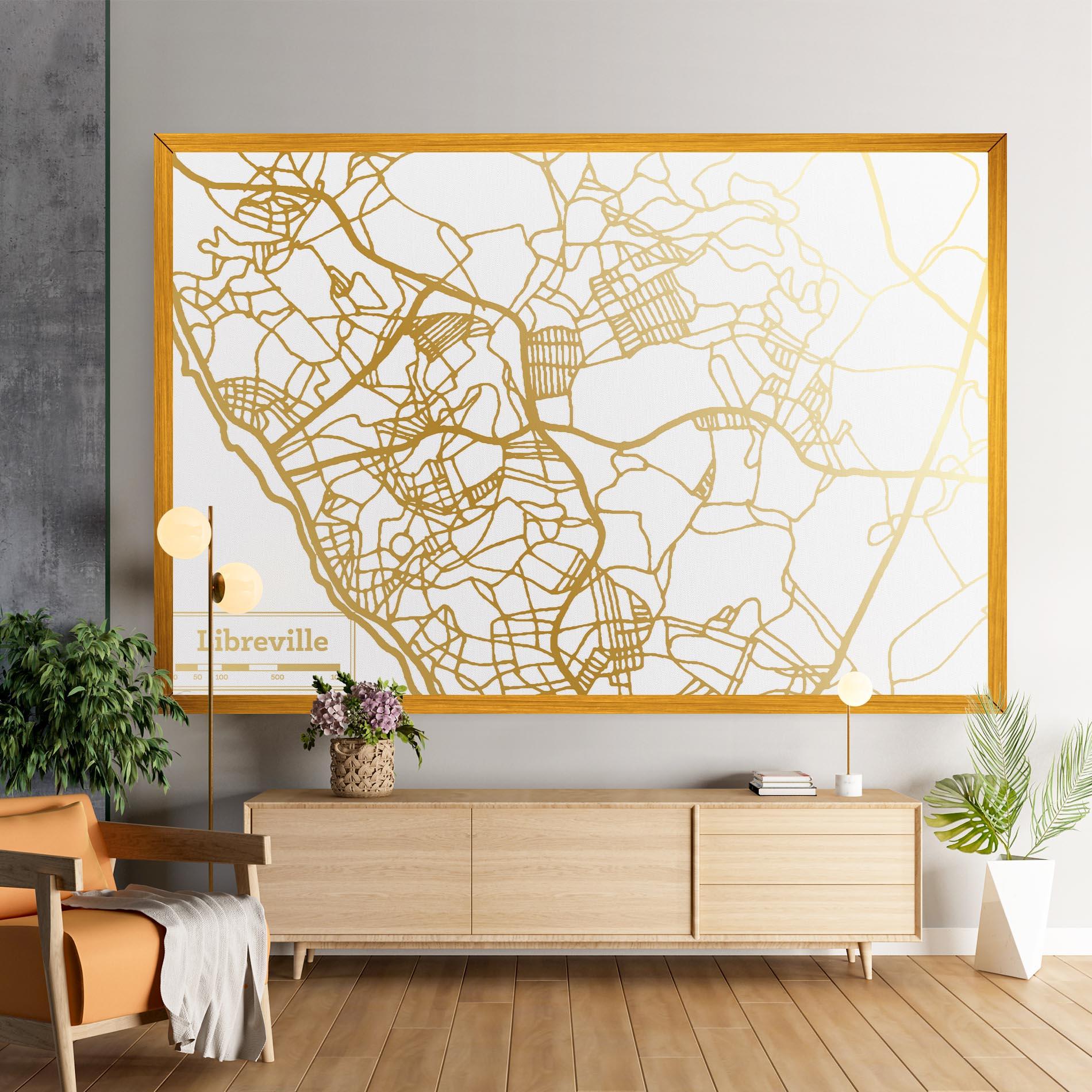 Leinwandbild Libreville Gold Map mockup 9