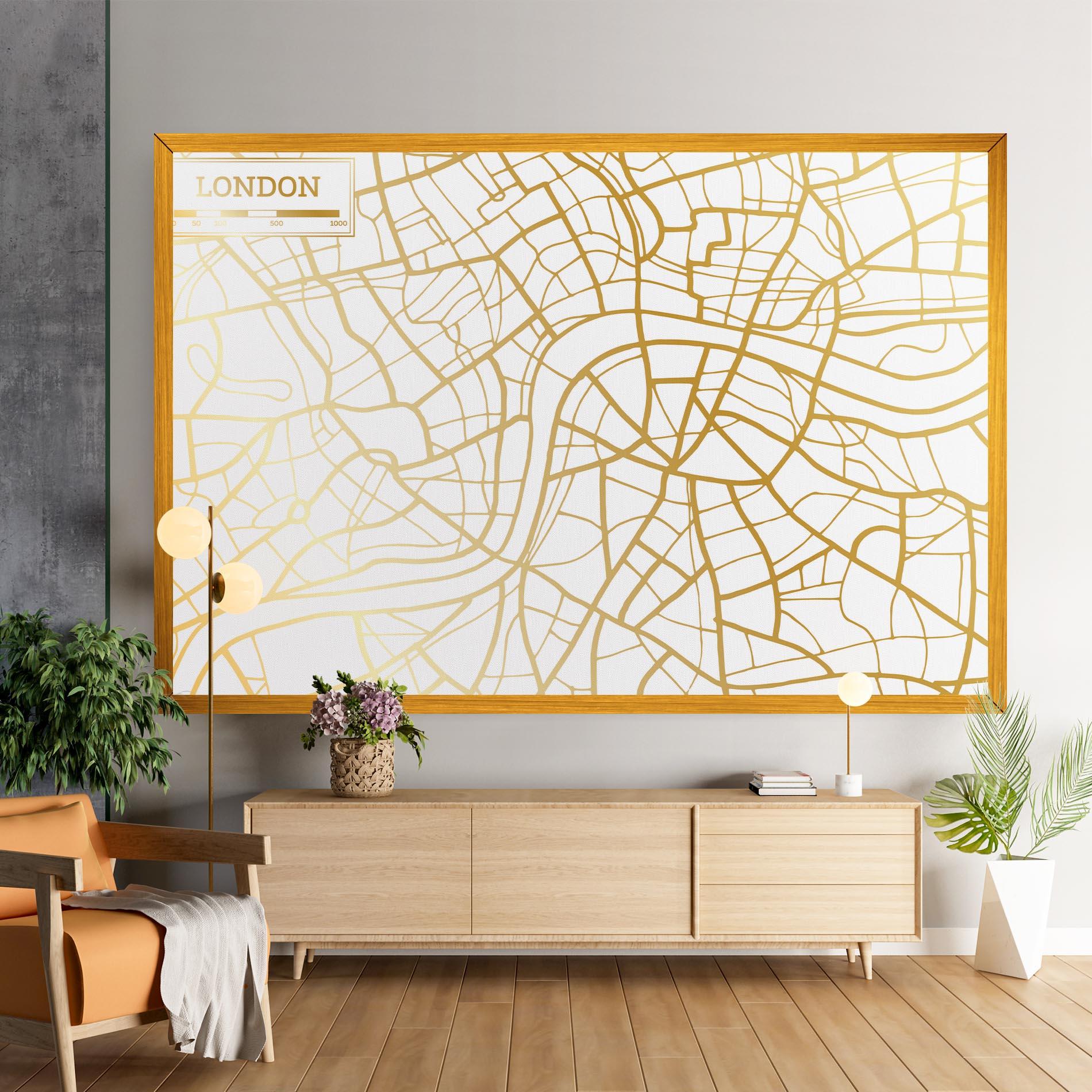 Leinwandbild London Gold Map mockup 9
